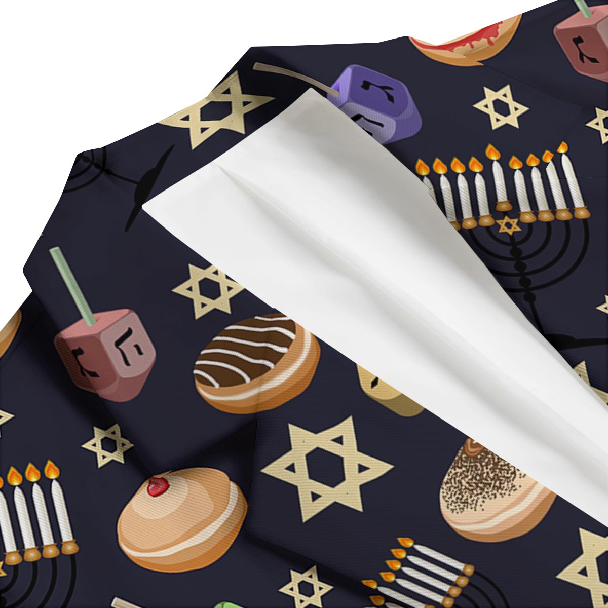 Hanukkah Black Print Pattern Men's Blazer-grizzshop