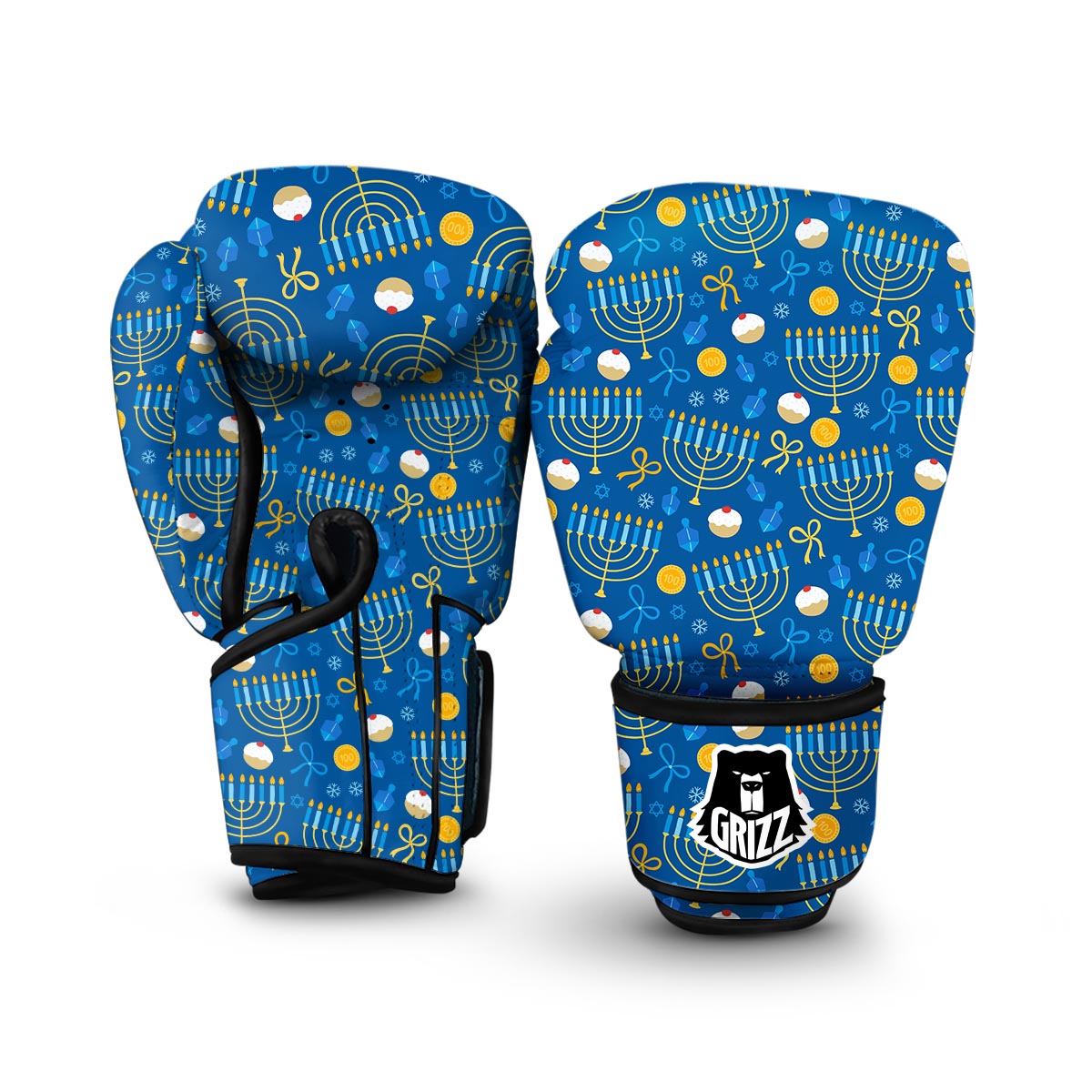 Hanukkah Pattern Print Boxing Gloves-grizzshop