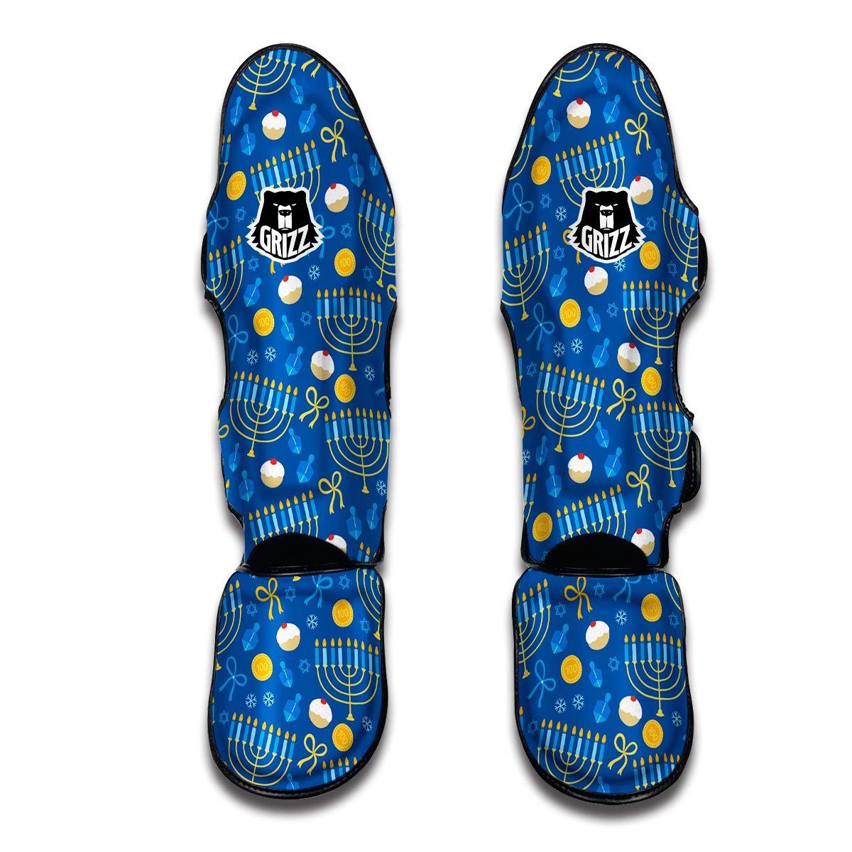 Hanukkah Pattern Print Muay Thai Shin Guards-grizzshop