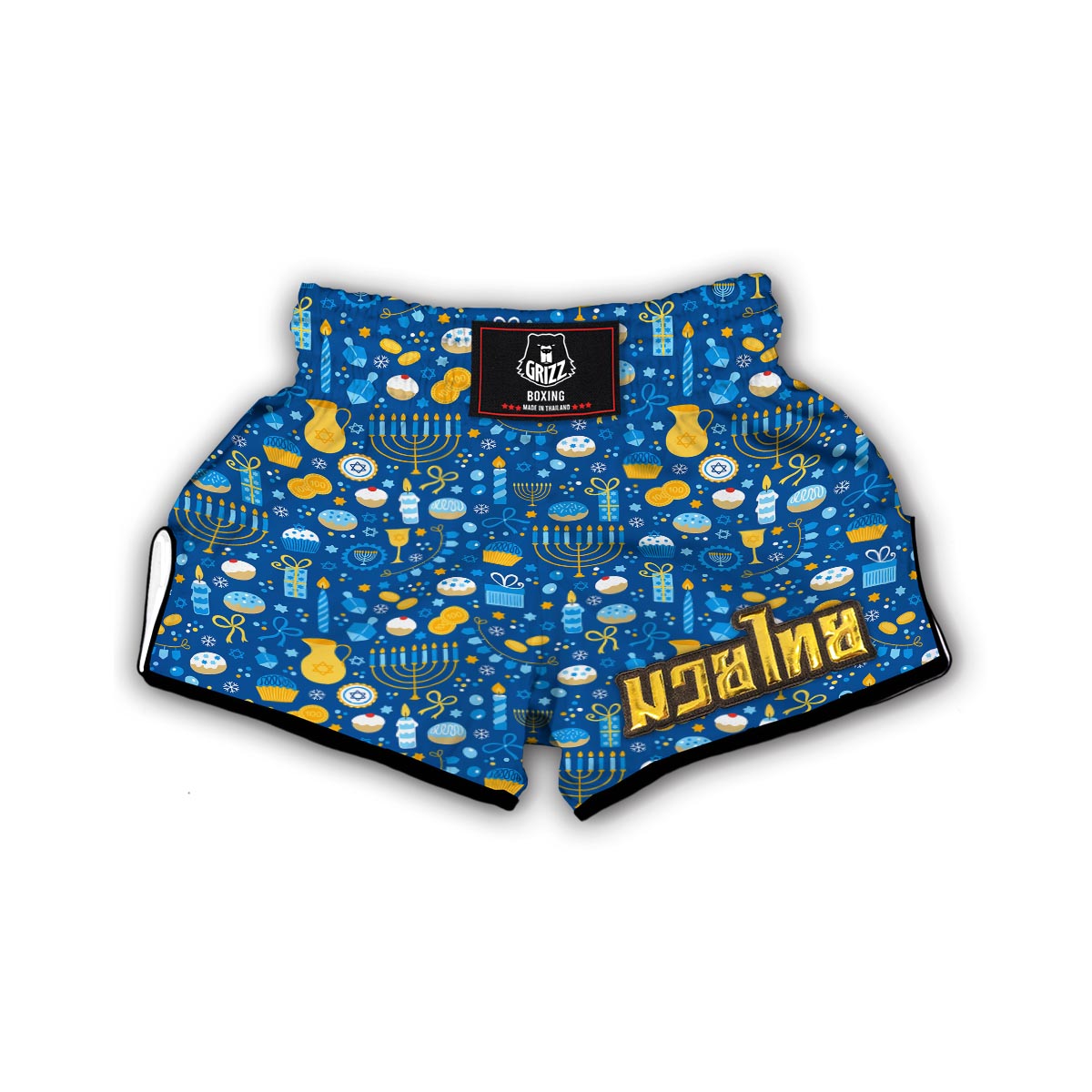 Hanukkah Print Pattern Muay Thai Boxing Shorts-grizzshop