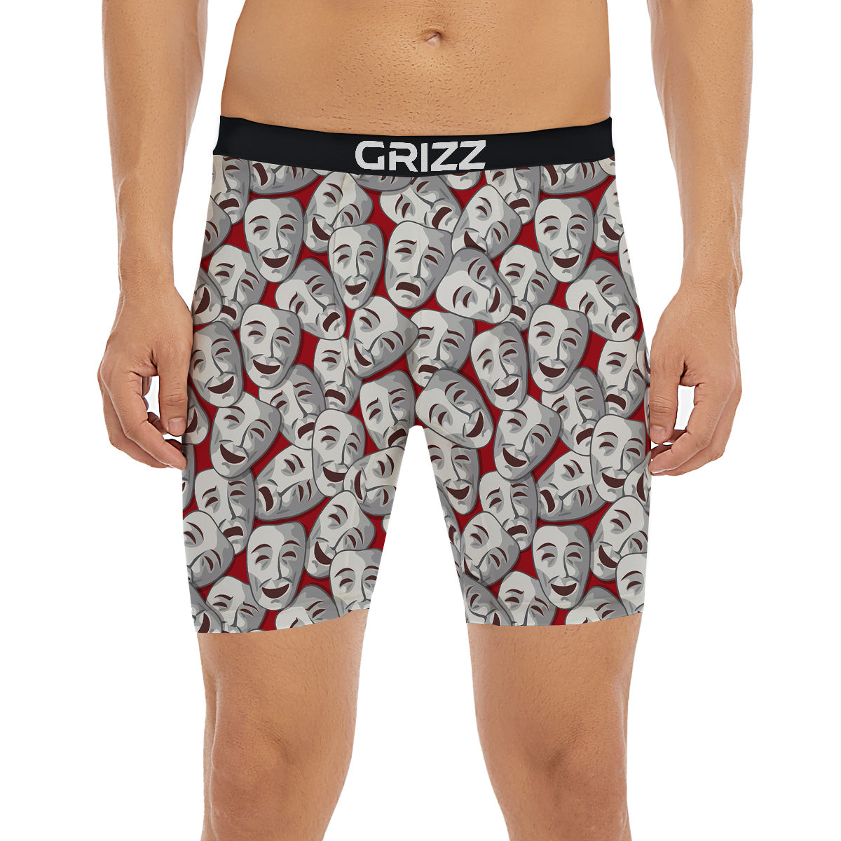 Happy And Sad Theatrical Masks Print Pattern Boxer Briefs-grizzshop