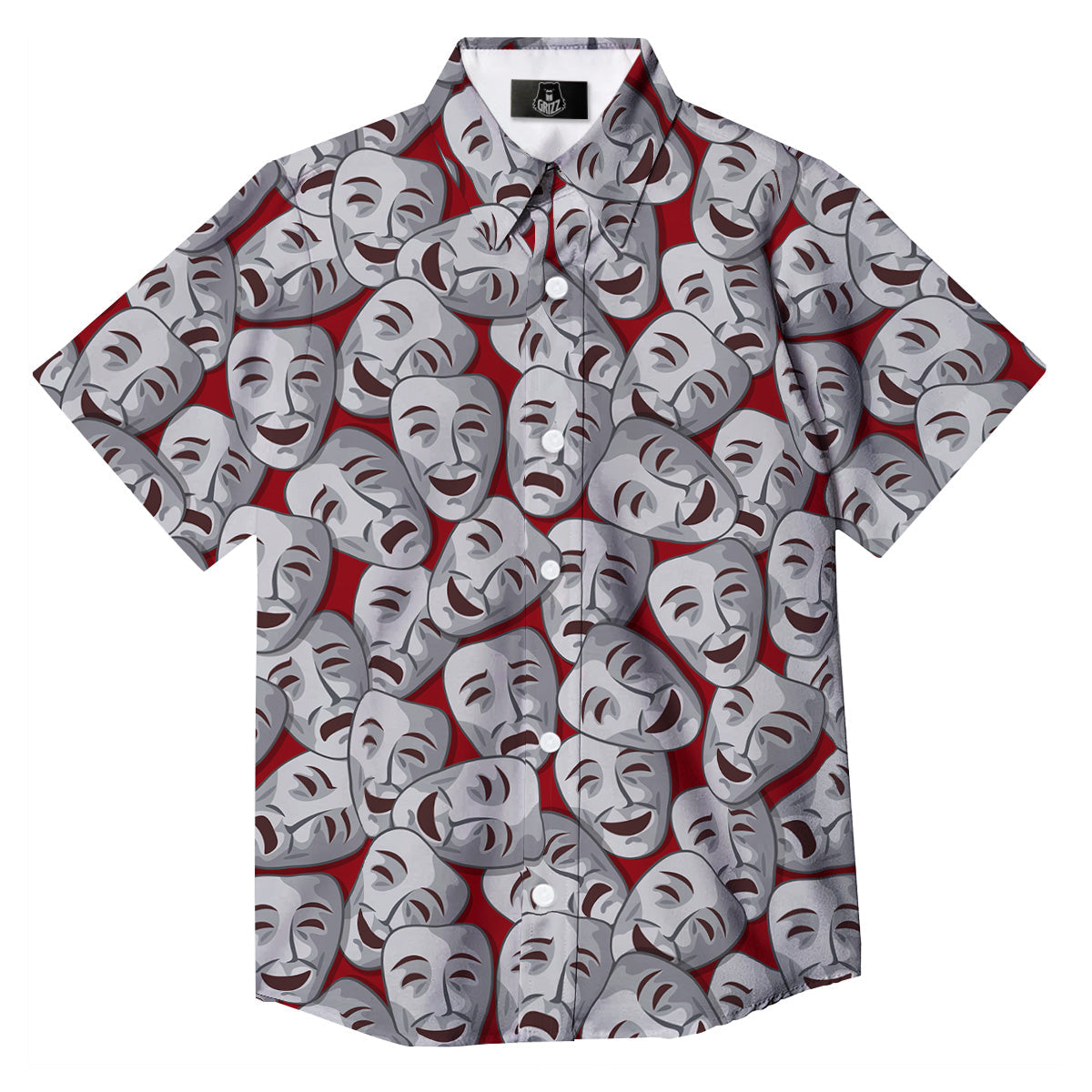 Happy And Sad Theatrical Masks Print Pattern Button Up Shirt-grizzshop