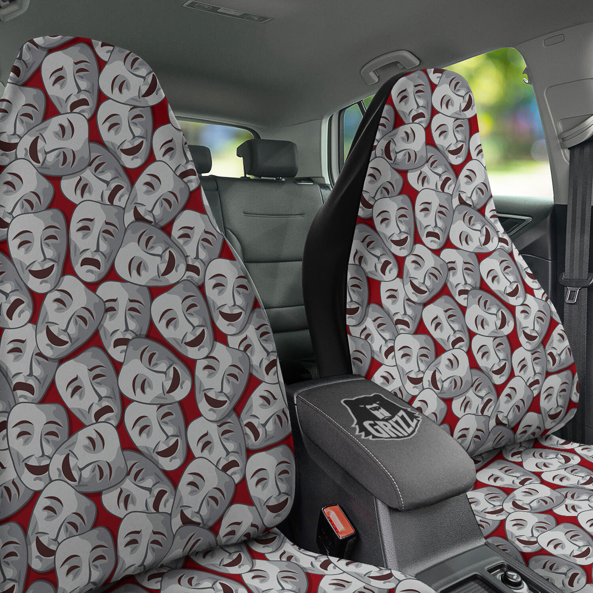 Happy And Sad Theatrical Masks Print Pattern Car Seat Covers-grizzshop