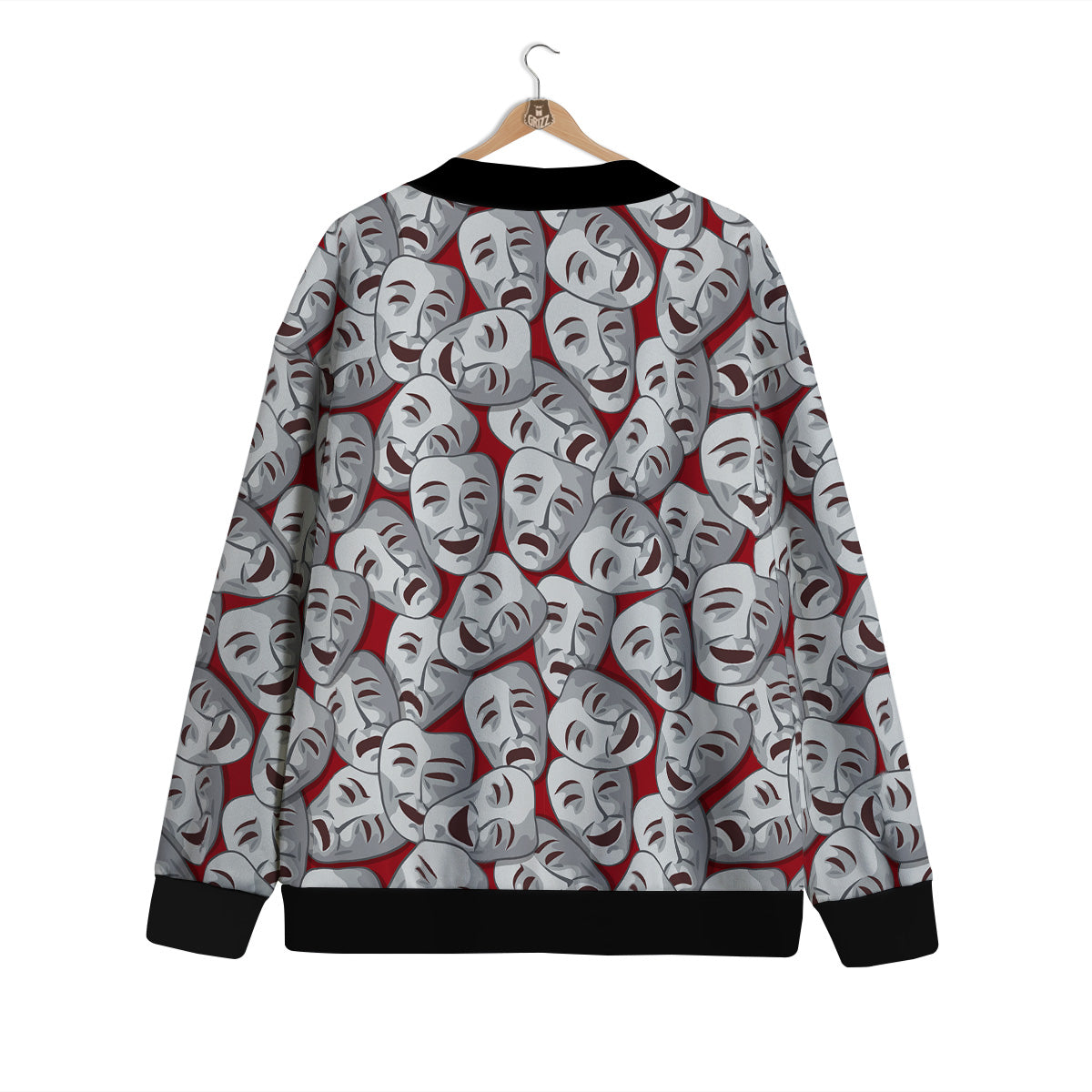 Happy And Sad Theatrical Masks Print Pattern Cardigan-grizzshop
