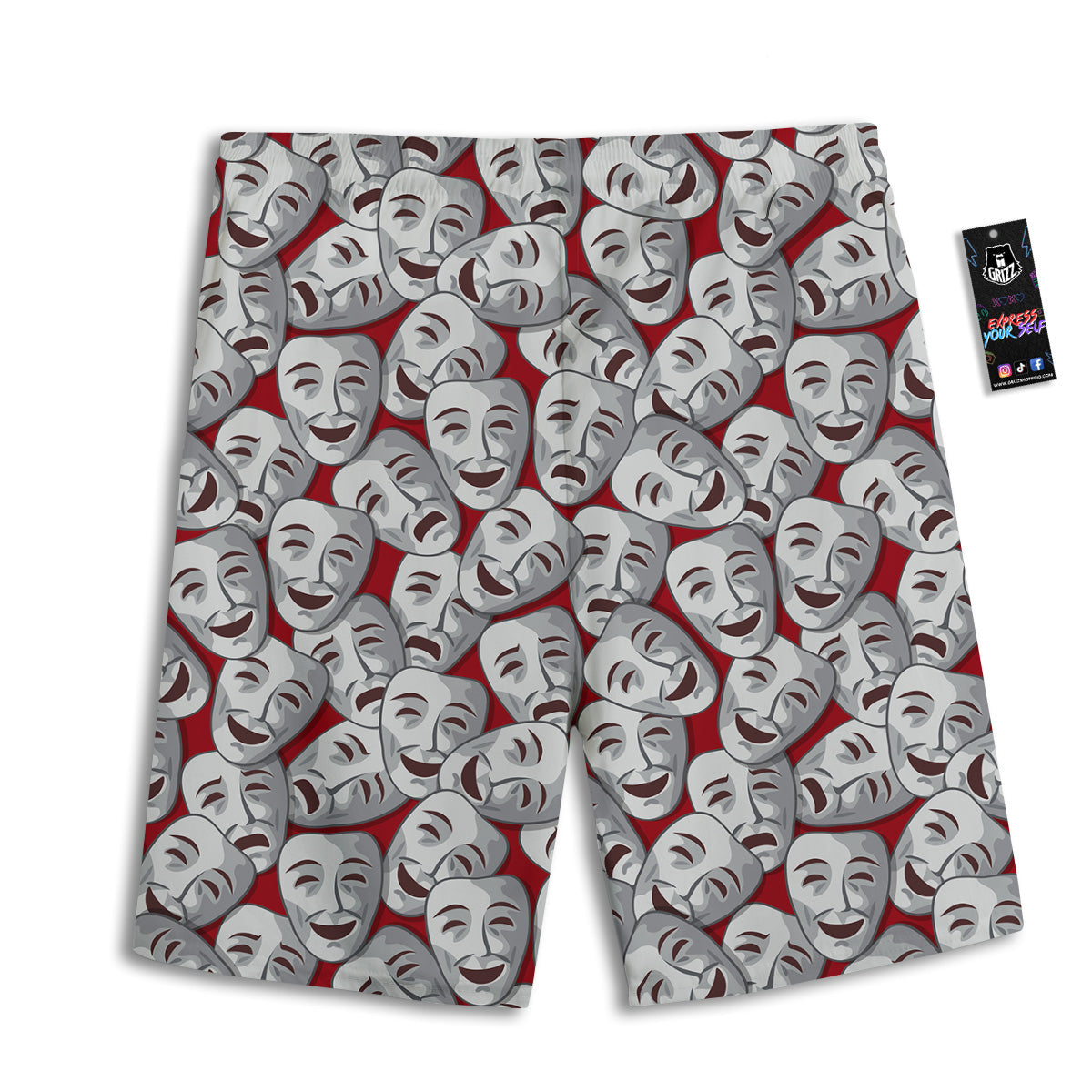 Happy And Sad Theatrical Masks Print Pattern Men's Athletic Shorts