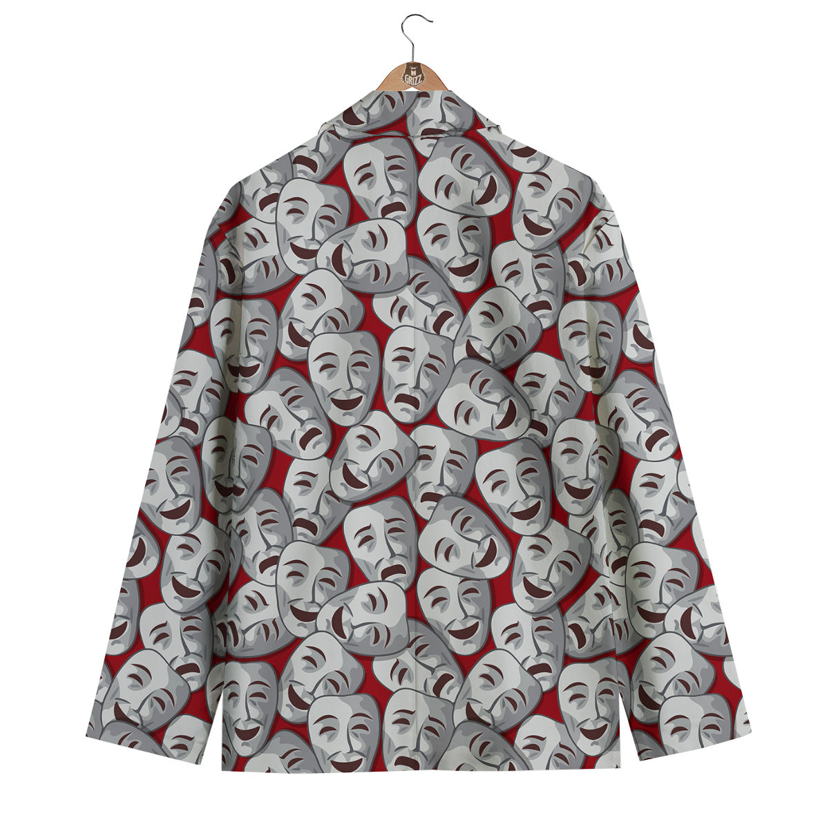 Happy And Sad Theatrical Masks Print Pattern Men's Blazer-grizzshop