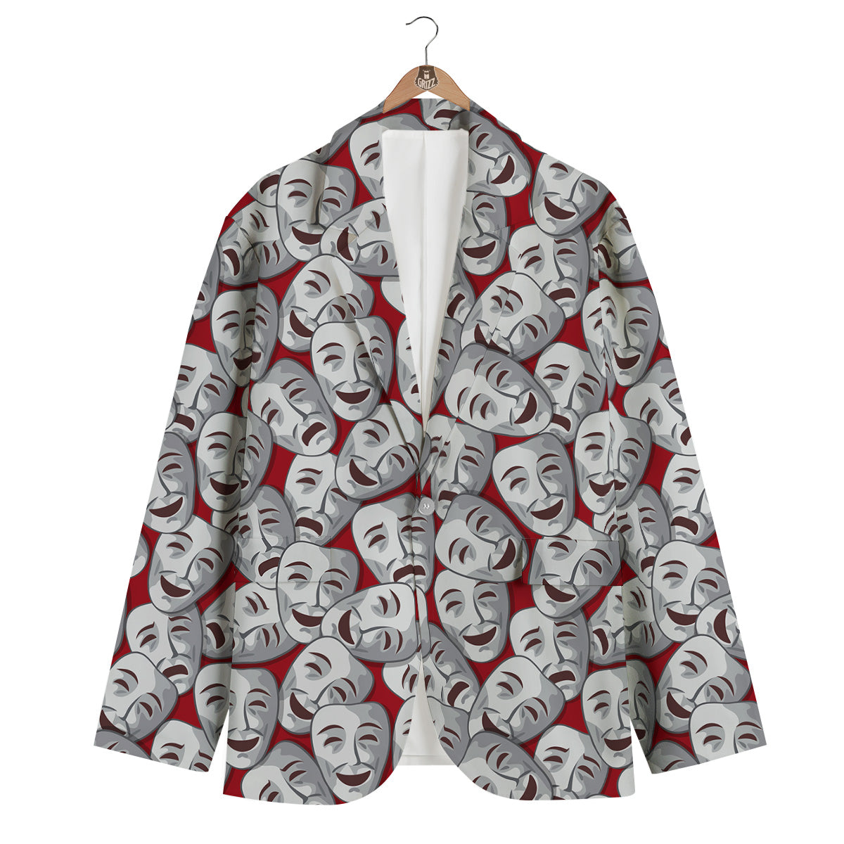 Happy And Sad Theatrical Masks Print Pattern Men's Blazer-grizzshop