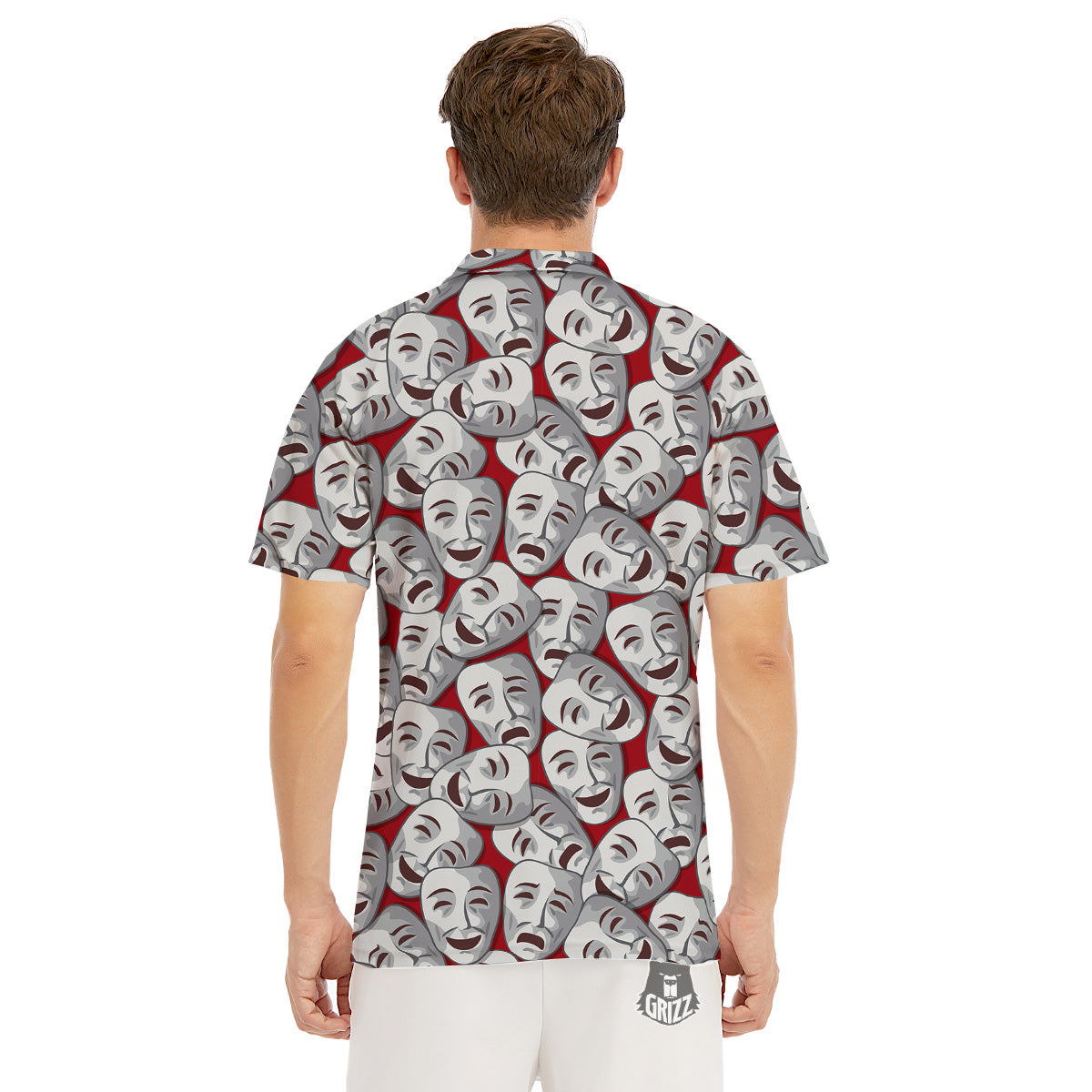 Happy And Sad Theatrical Masks Print Pattern Men's Golf Shirts-grizzshop