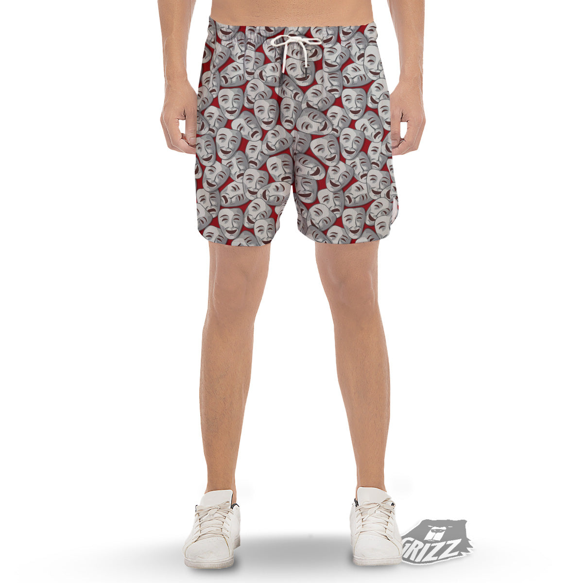 Happy And Sad Theatrical Masks Print Pattern Men's Gym Shorts-grizzshop