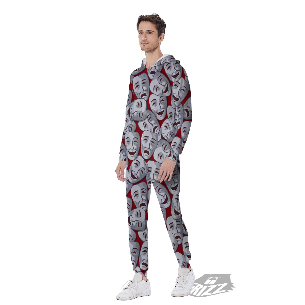 Happy And Sad Theatrical Masks Print Pattern Men's Jumpsuit-grizzshop