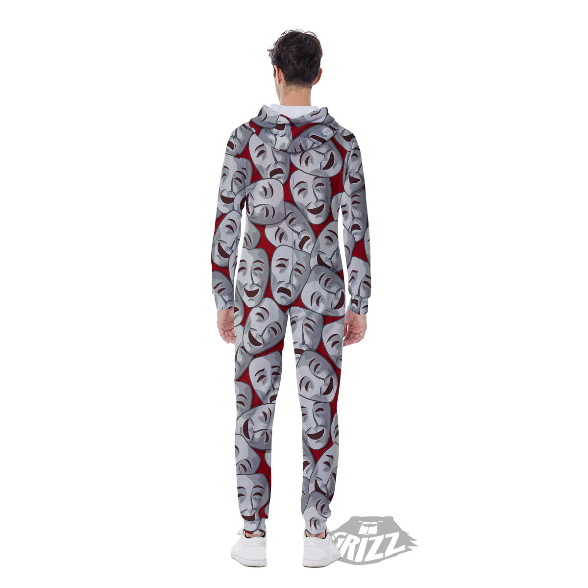 Happy And Sad Theatrical Masks Print Pattern Men's Jumpsuit-grizzshop