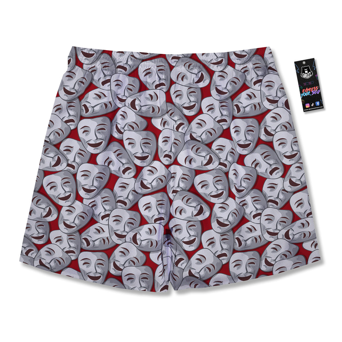 Happy And Sad Theatrical Masks Print Pattern Men's Running Shorts-grizzshop