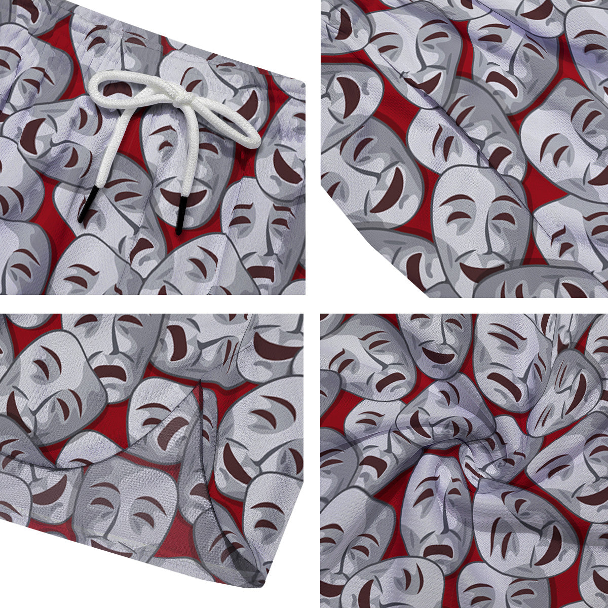 Happy And Sad Theatrical Masks Print Pattern Men's Running Shorts-grizzshop