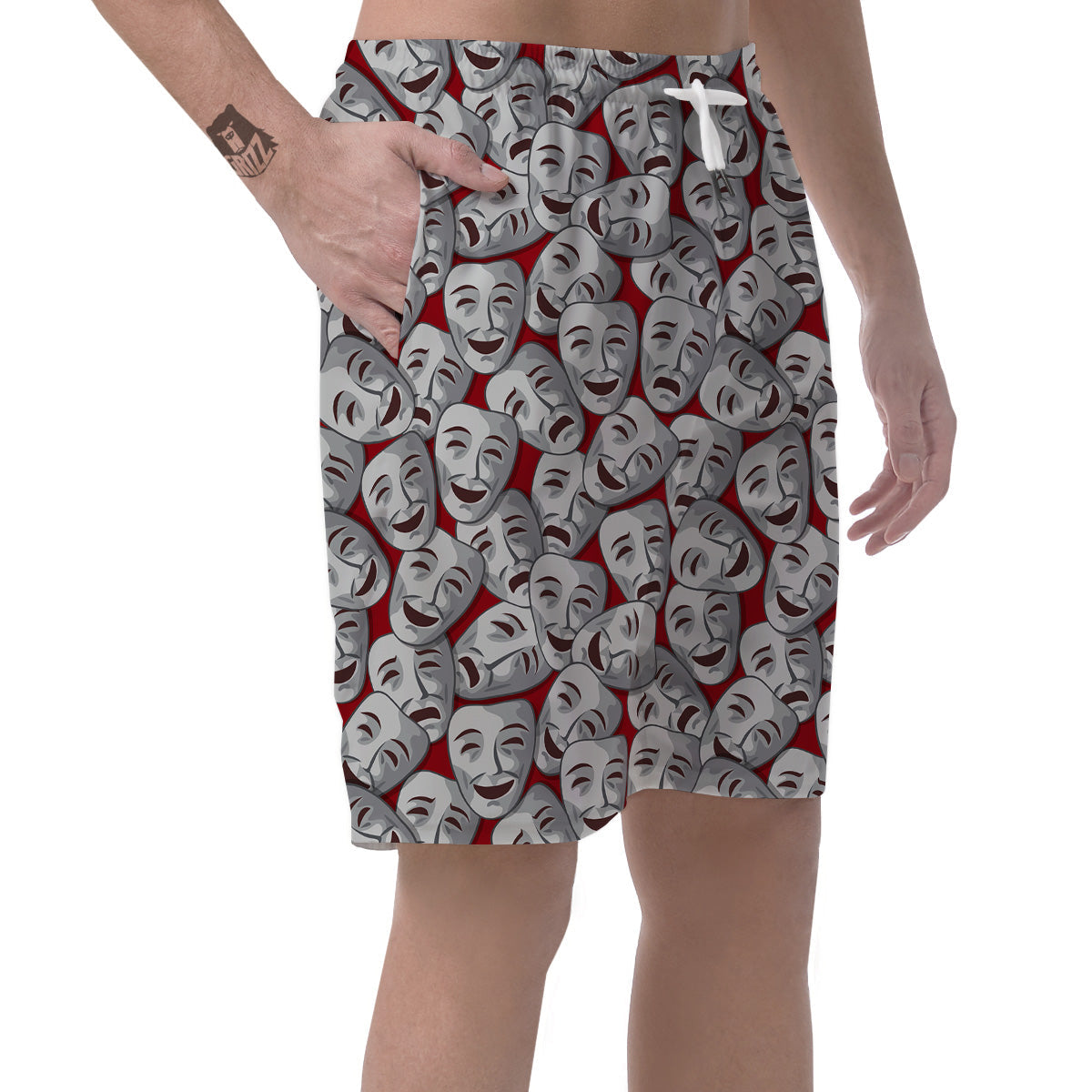 Happy And Sad Theatrical Masks Print Pattern Men's Shorts-grizzshop