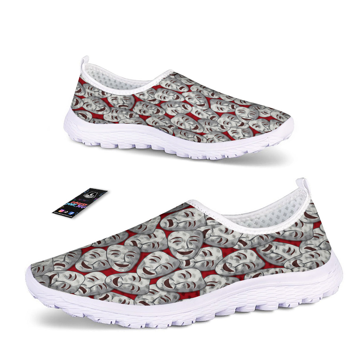 Happy And Sad Theatrical Masks Print Pattern Nurse Shoes-grizzshop