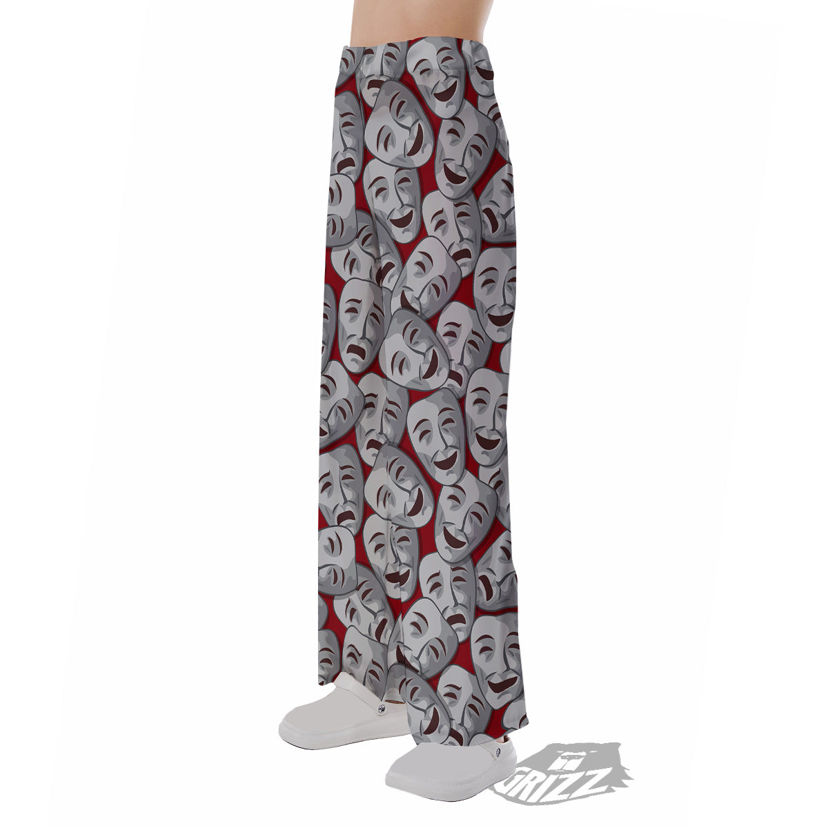Happy And Sad Theatrical Masks Print Pattern Pajama Pants-grizzshop