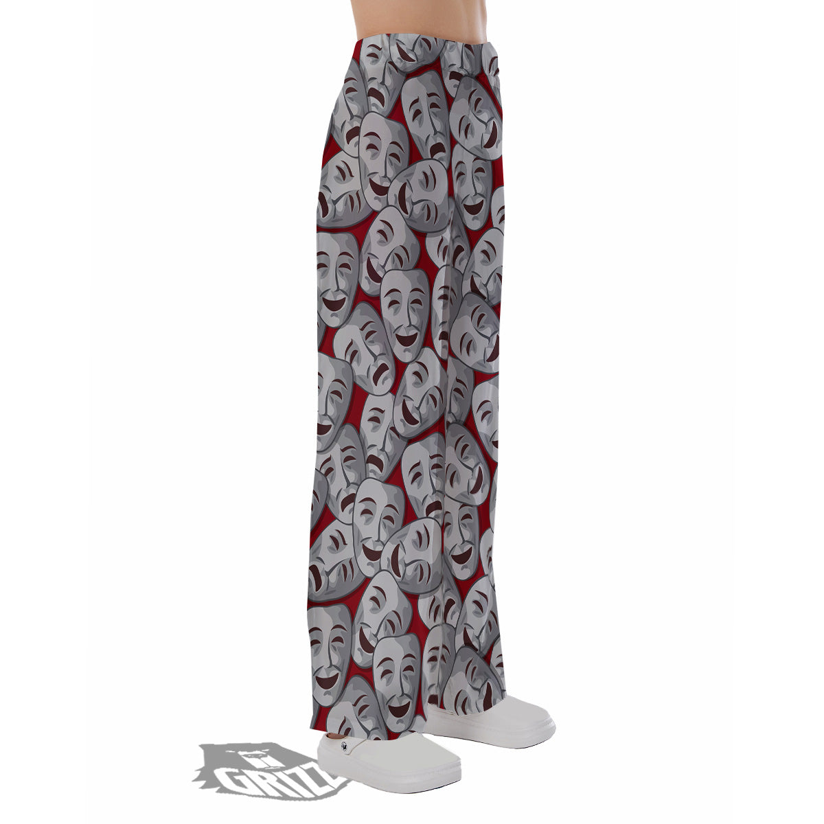 Happy And Sad Theatrical Masks Print Pattern Pajama Pants-grizzshop