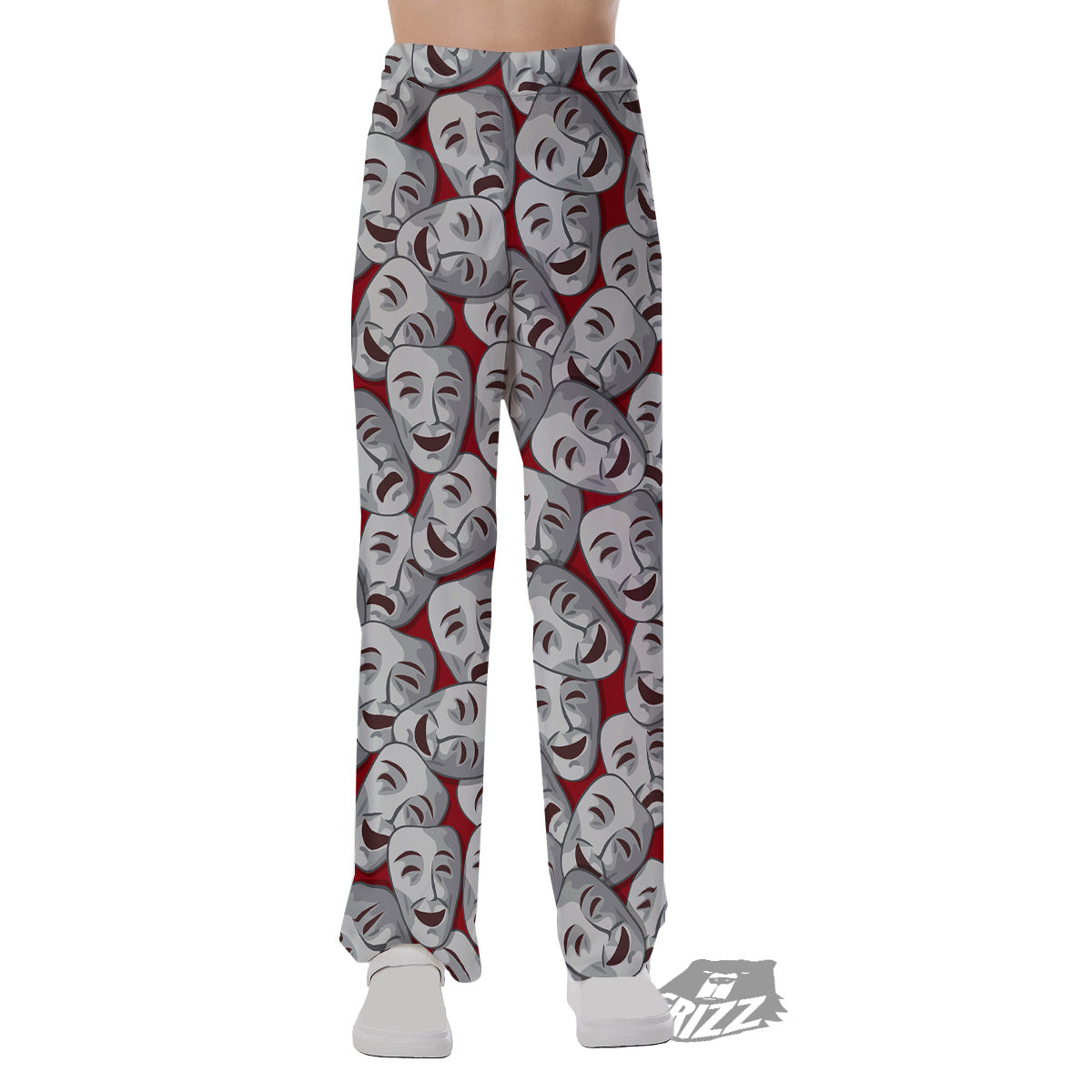 Happy And Sad Theatrical Masks Print Pattern Pajama Pants-grizzshop