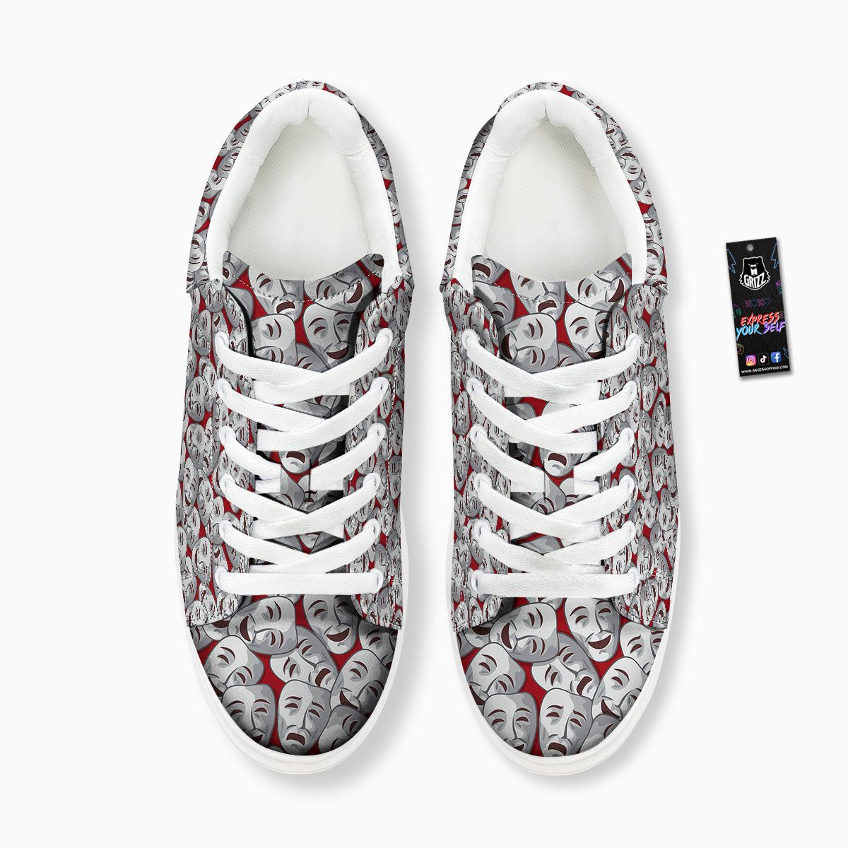 Happy And Sad Theatrical Masks Print Pattern Platform Shoes-grizzshop