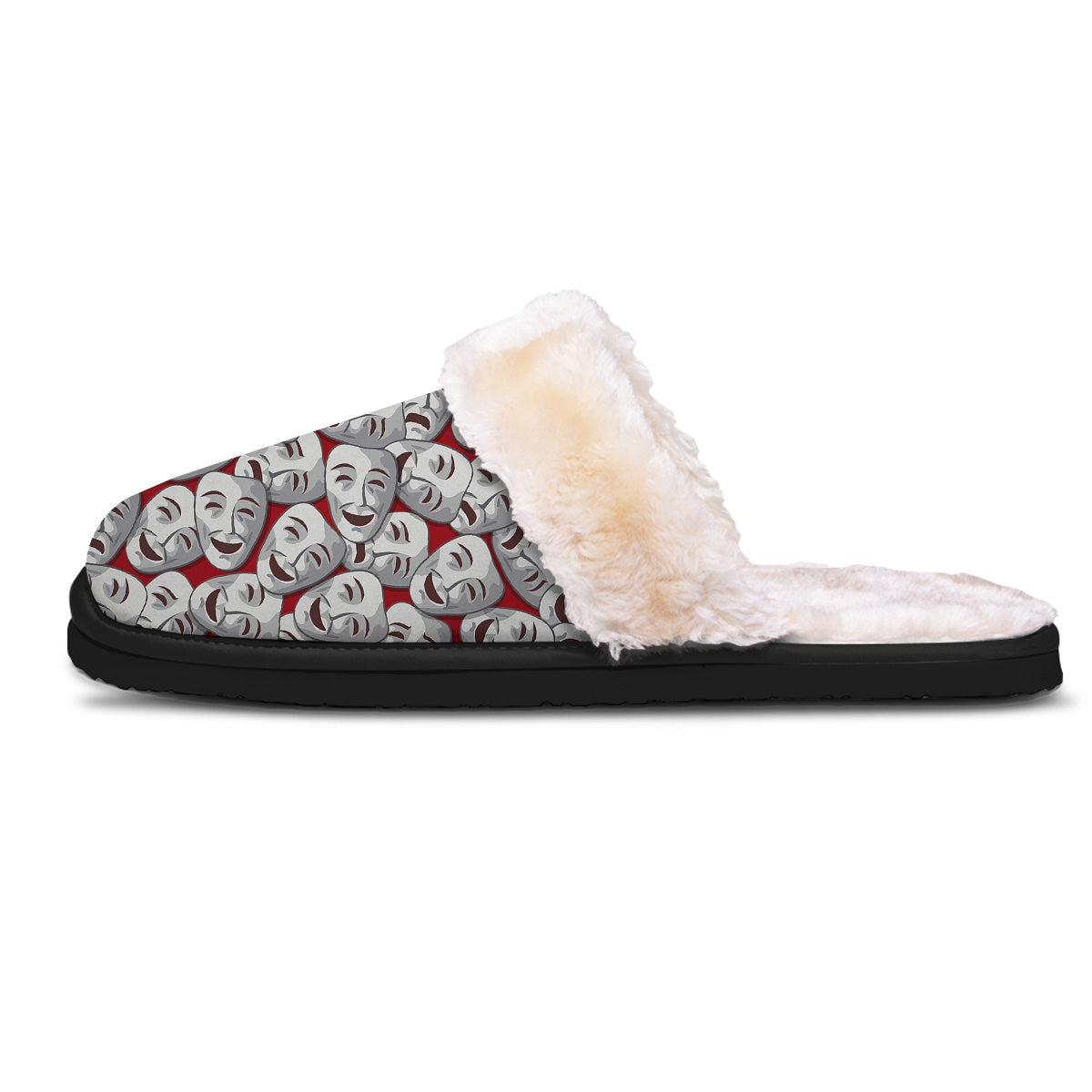 Happy And Sad Theatrical Masks Print Pattern Slippers-grizzshop