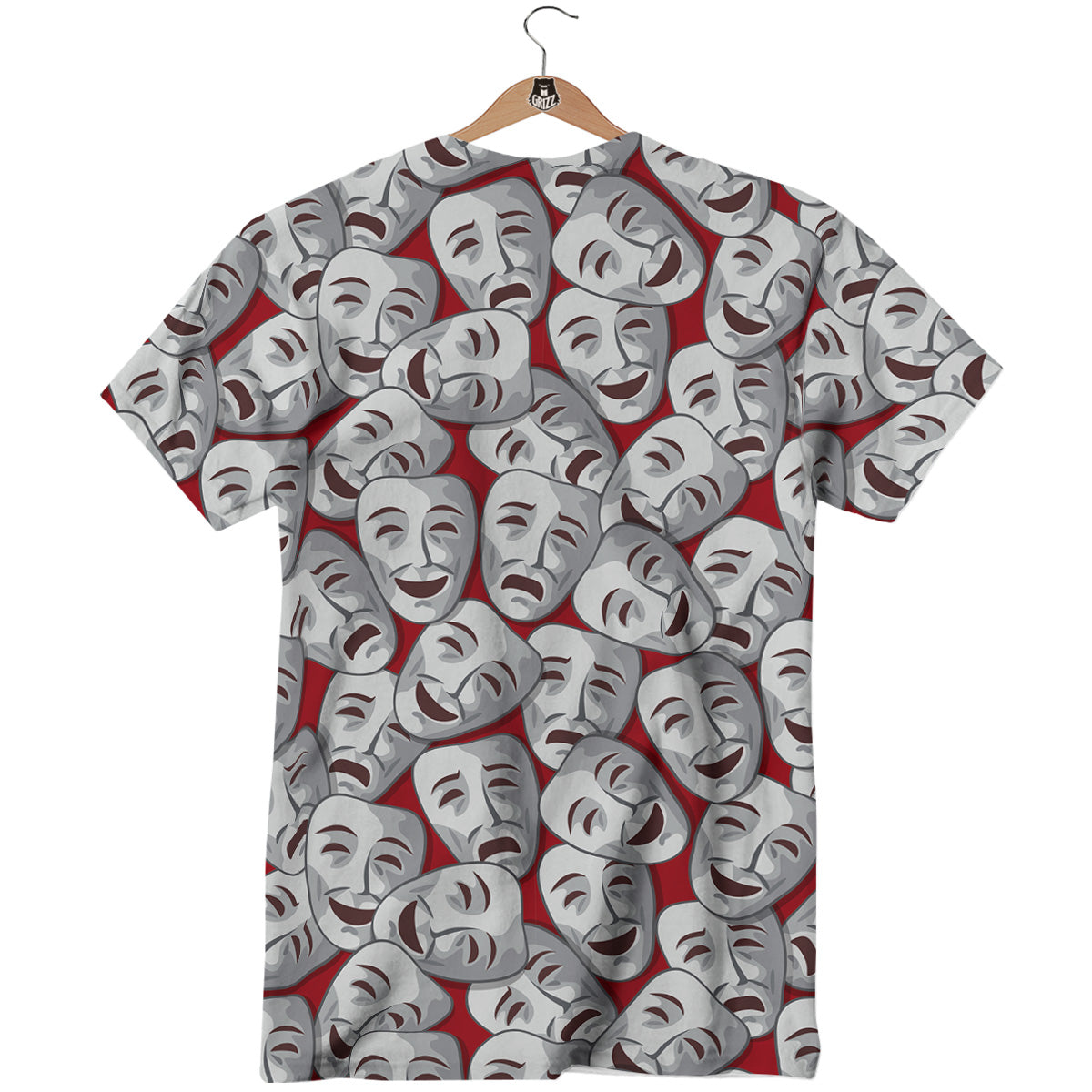Happy And Sad Theatrical Masks Print Pattern T-Shirt-grizzshop