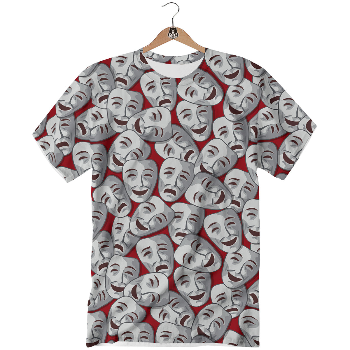 Happy And Sad Theatrical Masks Print Pattern T-Shirt-grizzshop