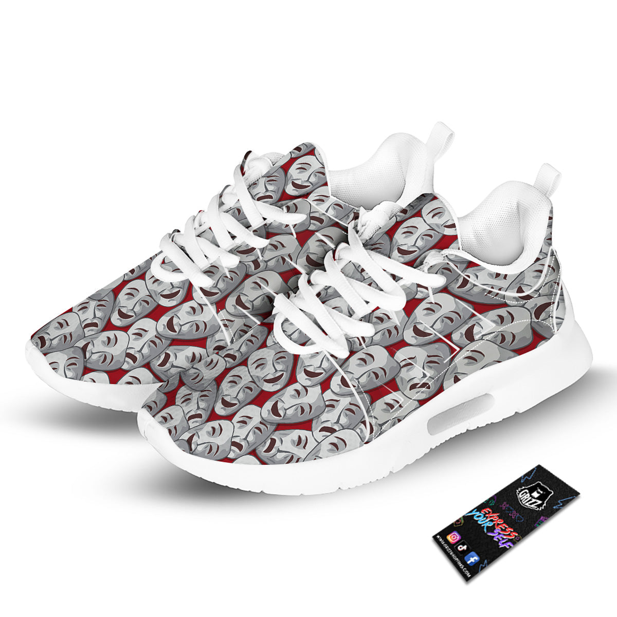Happy And Sad Theatrical Masks Print Pattern Tennis Shoes-grizzshop