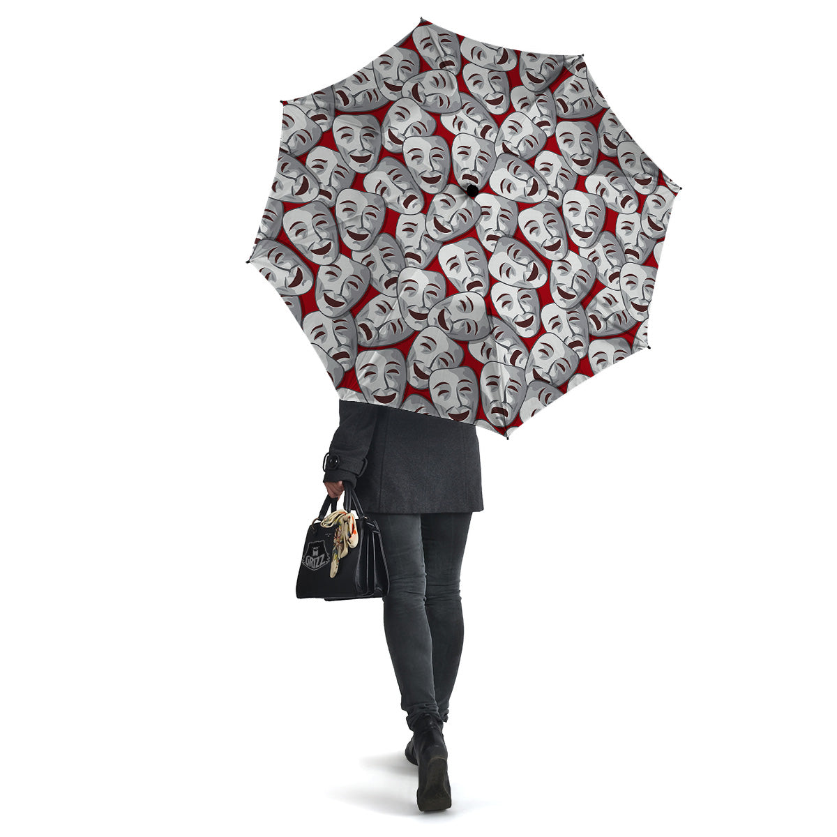 Happy And Sad Theatrical Masks Print Pattern Umbrella-grizzshop