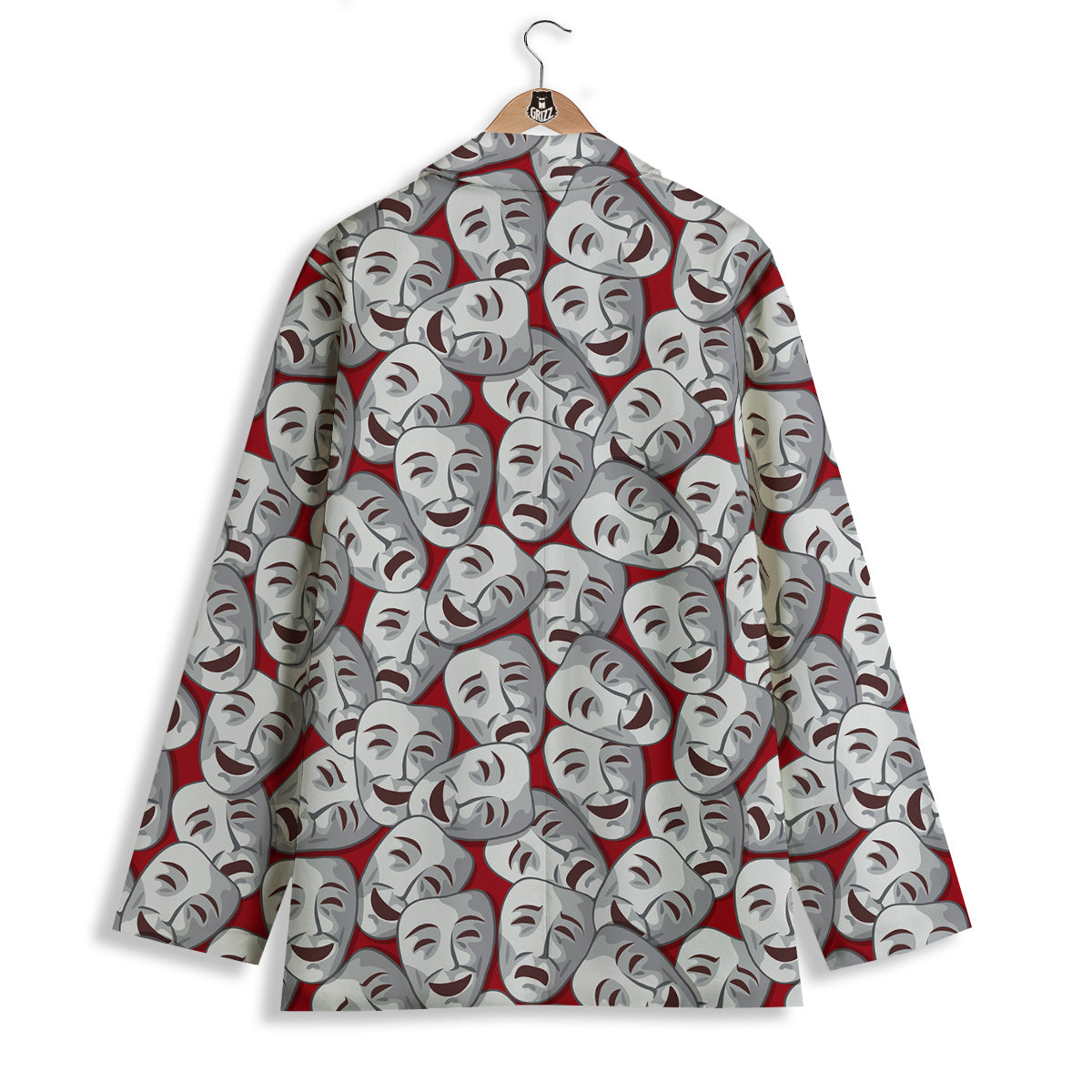 Happy And Sad Theatrical Masks Print Pattern Women's Blazer-grizzshop