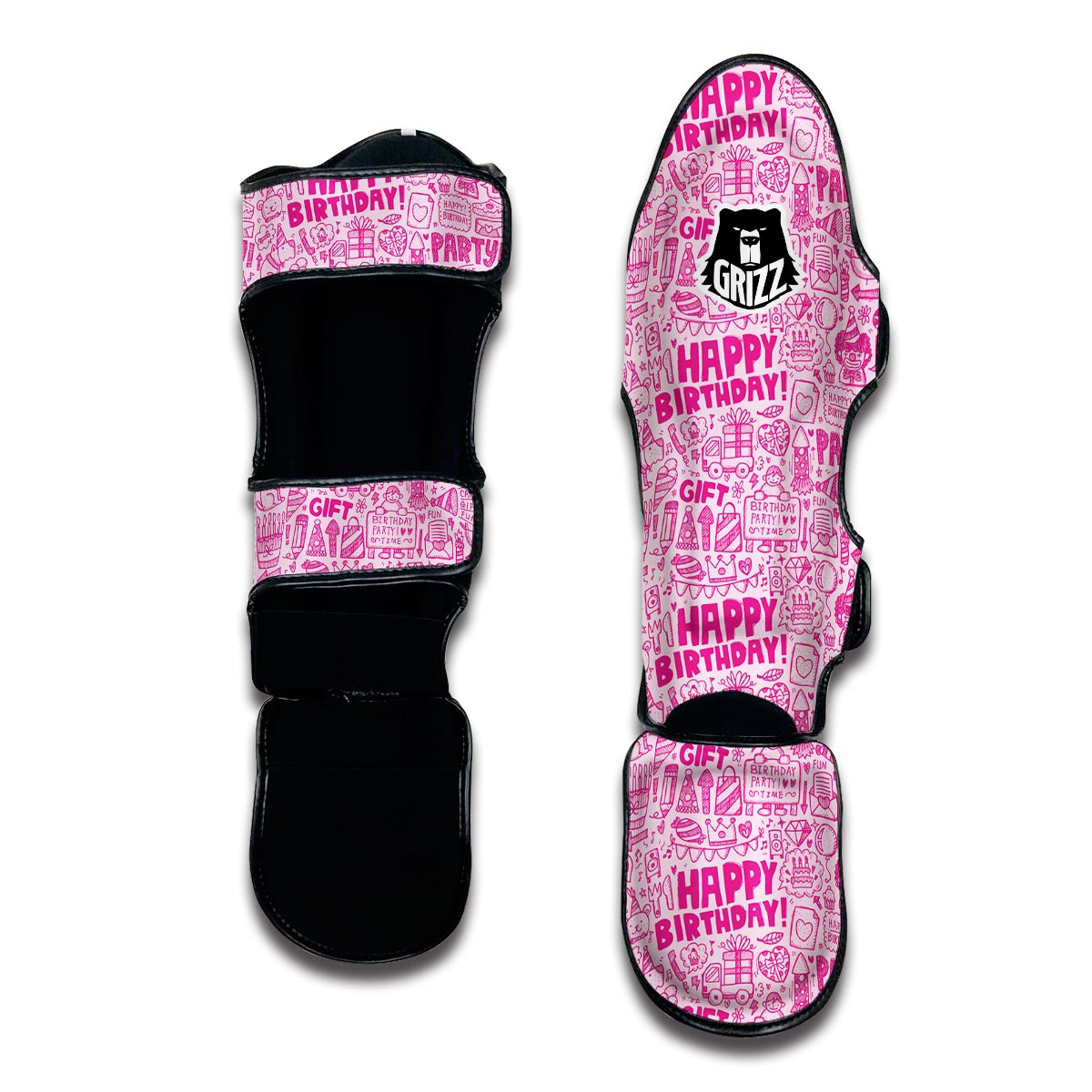 Happy Birthday Pattern Print Muay Thai Shin Guards-grizzshop