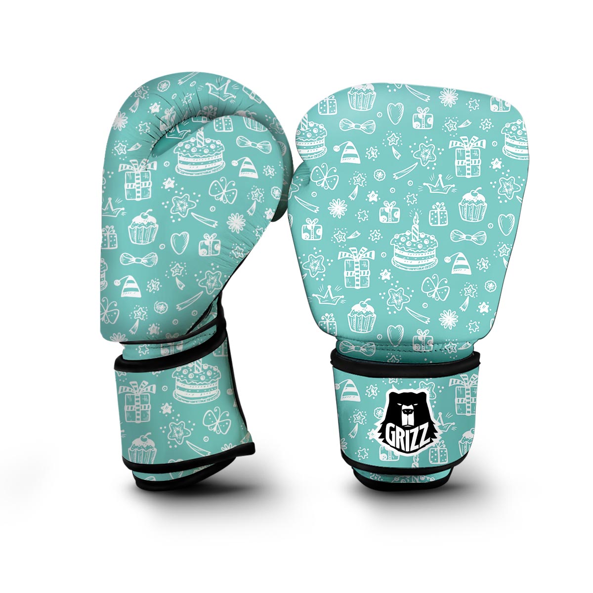 Happy Birthday Print Pattern Boxing Gloves-grizzshop