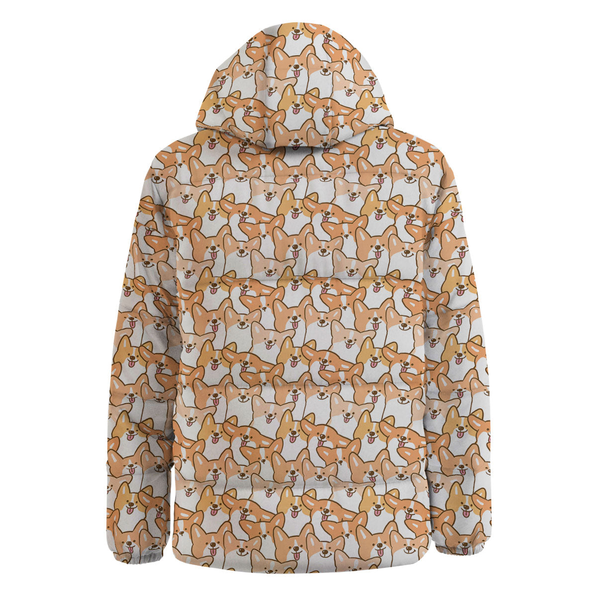 Happy Corgi Print Pattern Down Jacket-grizzshop