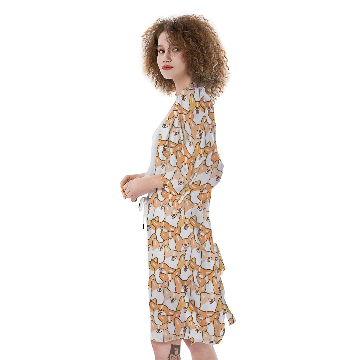 Happy Corgi Print Pattern Kimono-grizzshop