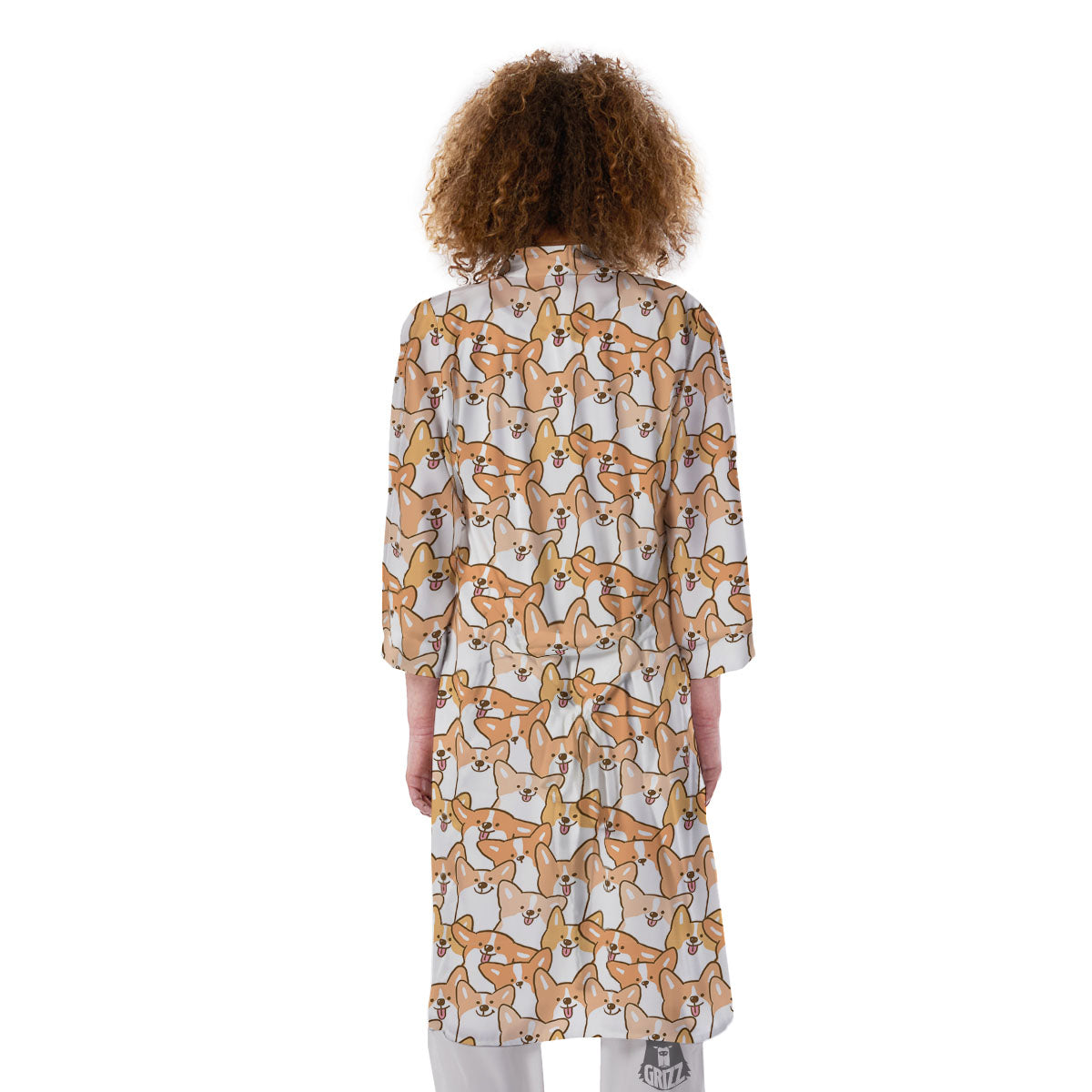 Happy Corgi Print Pattern Kimono-grizzshop