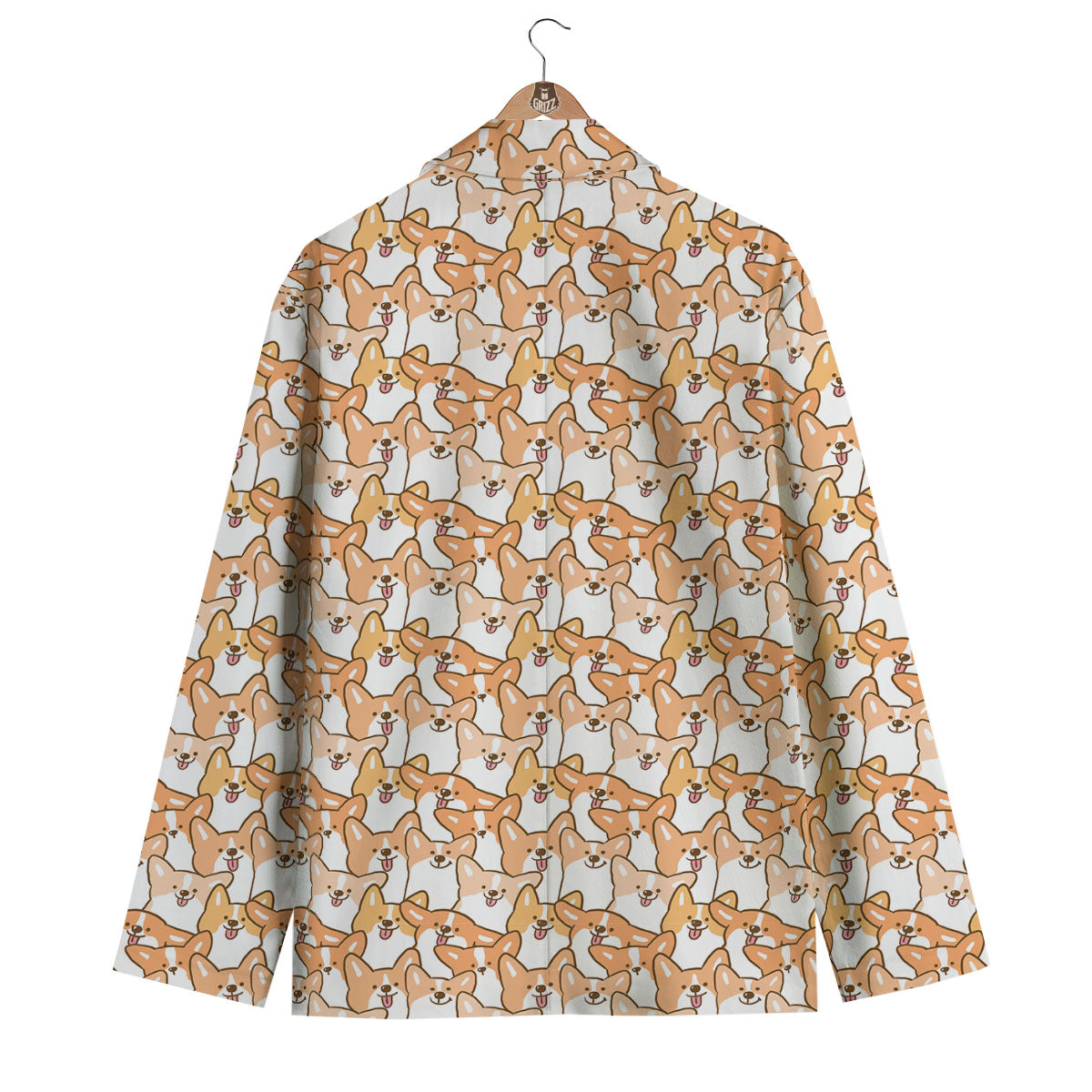 Happy Corgi Print Pattern Men's Blazer-grizzshop