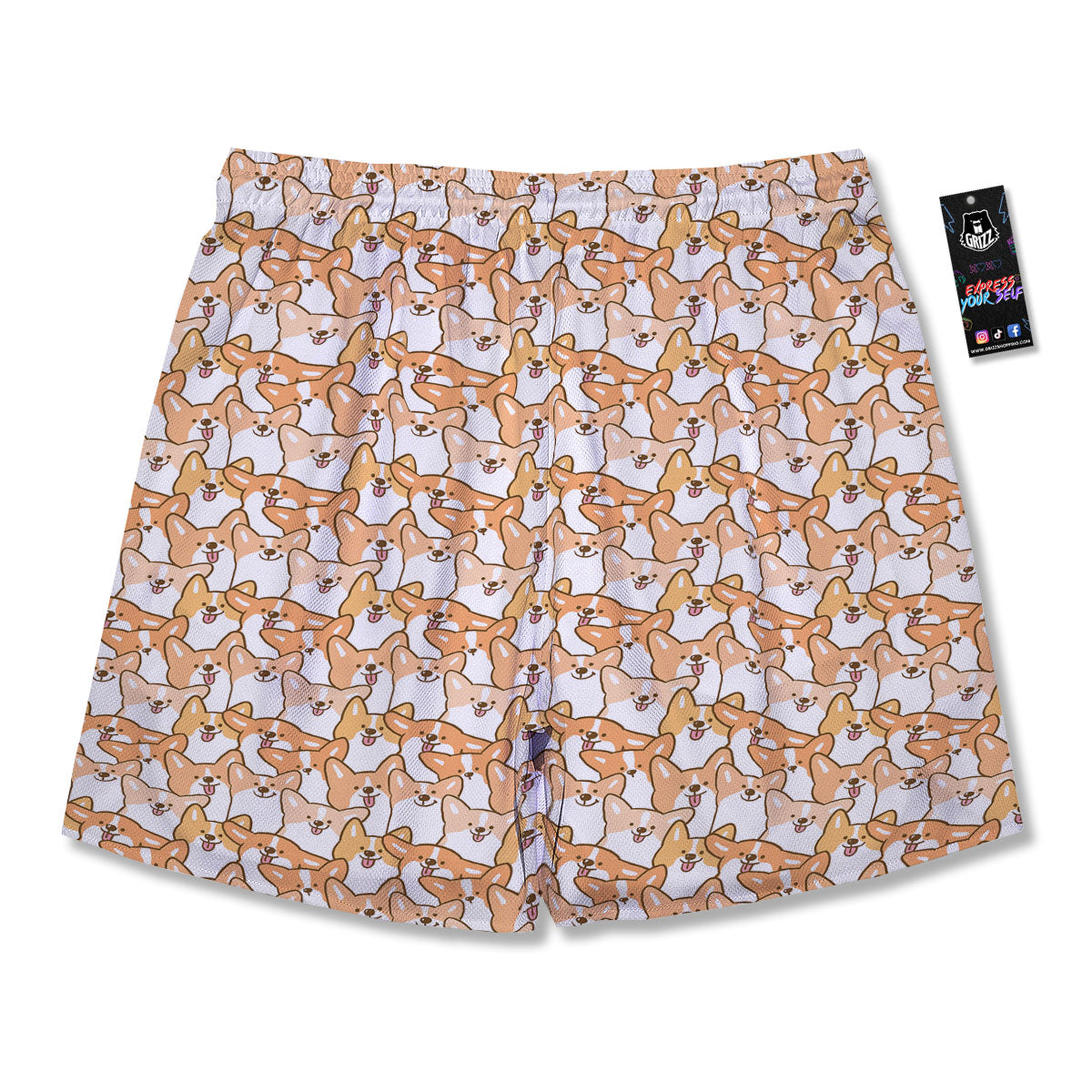 Happy Corgi Print Pattern Men's Running Shorts-grizzshop