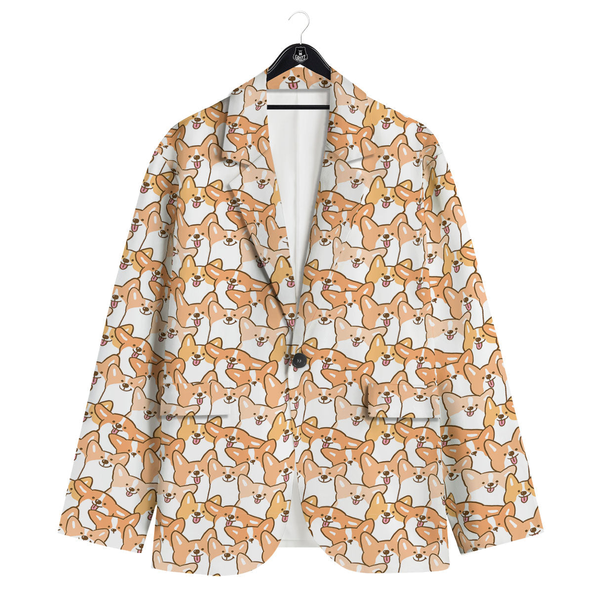 Happy Corgi Print Pattern Men's Sport Coat-grizzshop