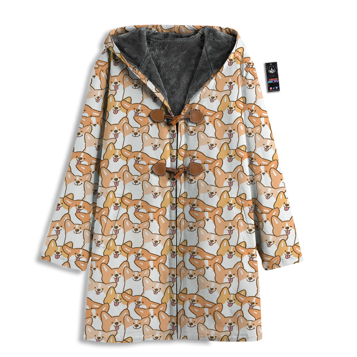 Happy Corgi Print Pattern Men's Windbreaker Jacket-grizzshop
