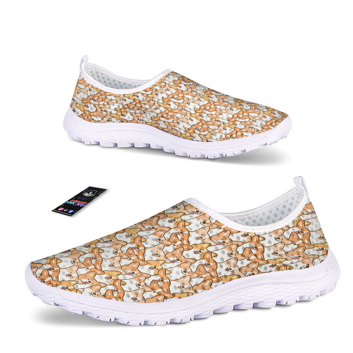 Happy Corgi Print Pattern Nurse Shoes-grizzshop