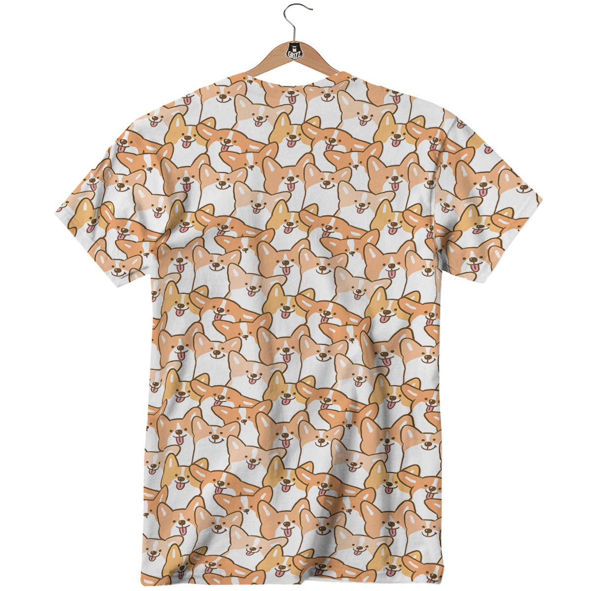 Happy Corgi Print Pattern T-Shirt-grizzshop