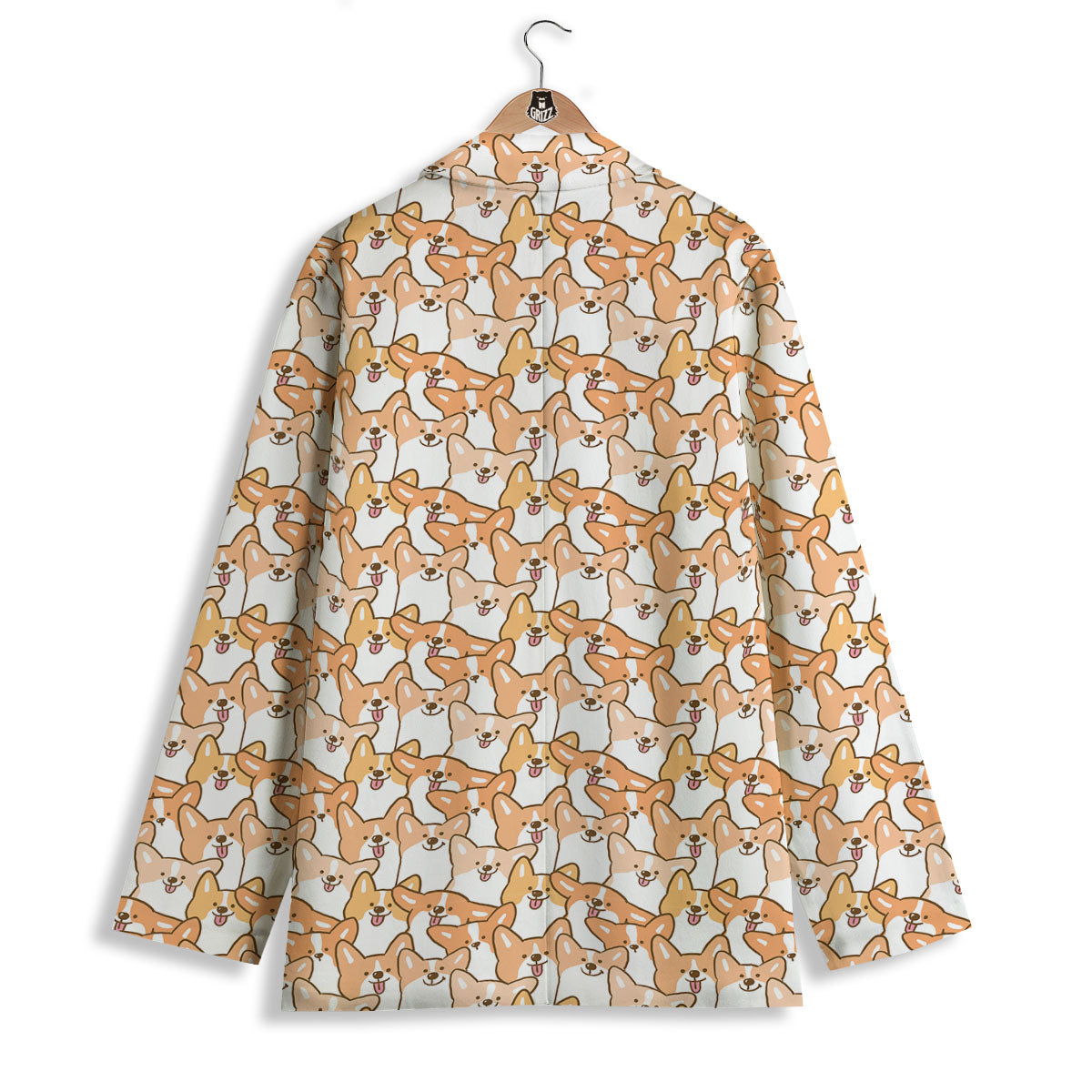 Happy Corgi Print Pattern Women's Blazer-grizzshop