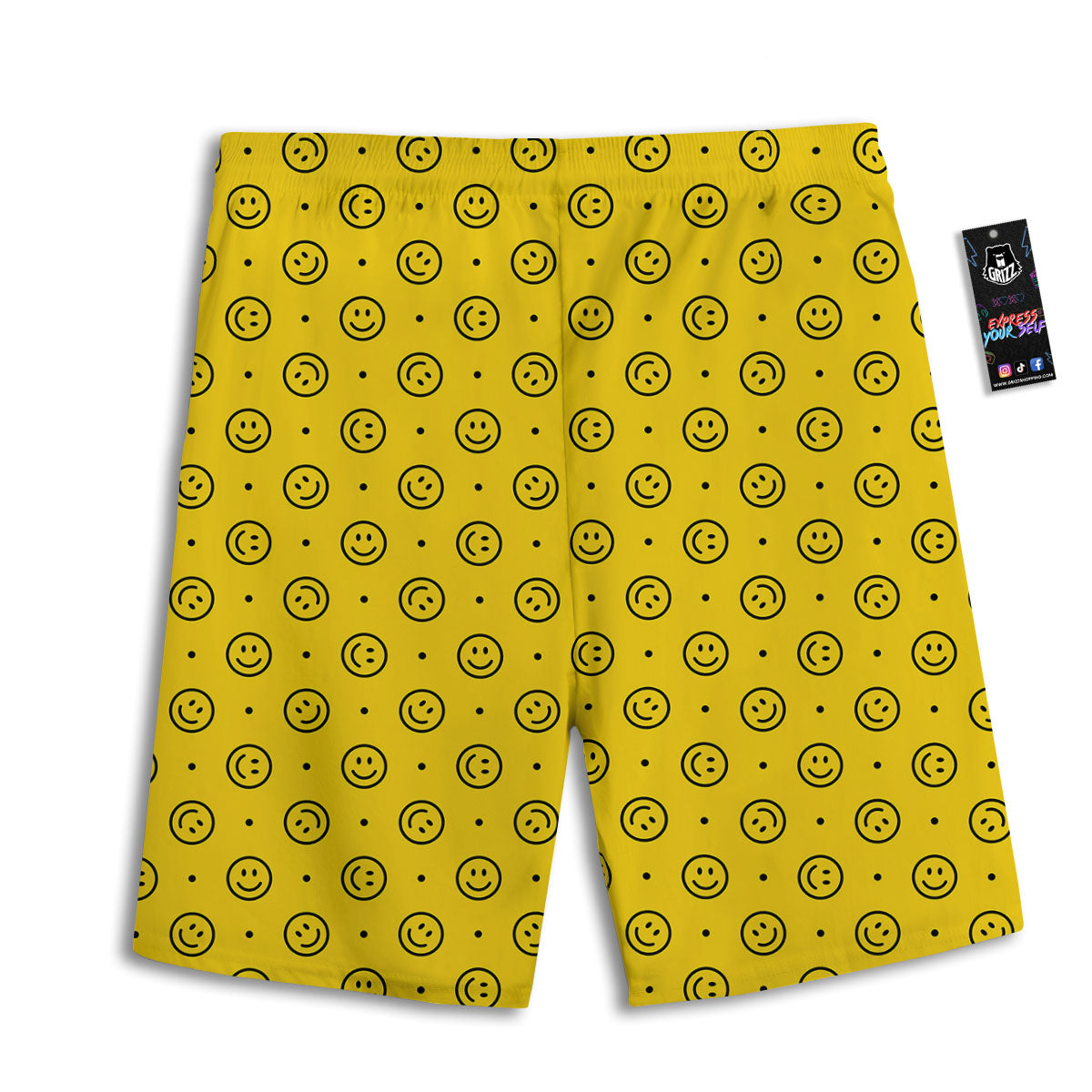Happy Emoji Print Pattern Men's Athletic Shorts