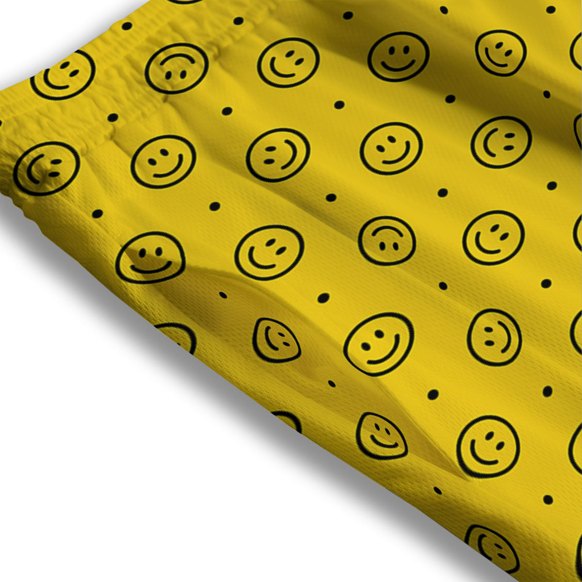 Happy Emoji Print Pattern Mesh Shorts