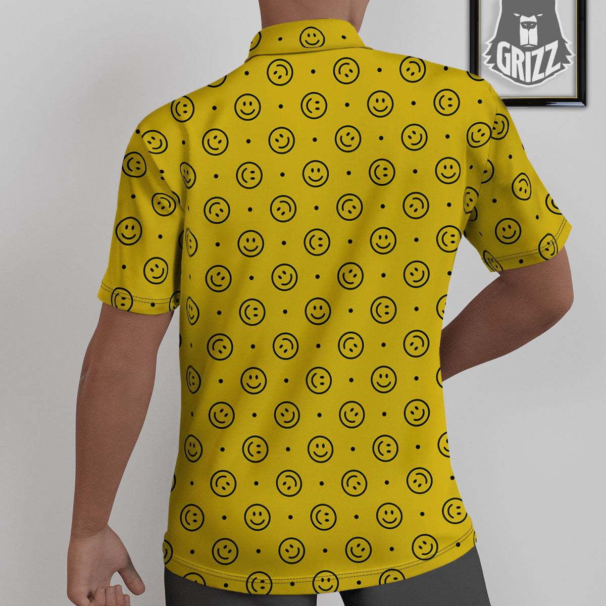 Happy Emoji Print Pattern Untucked Shirts-grizzshop