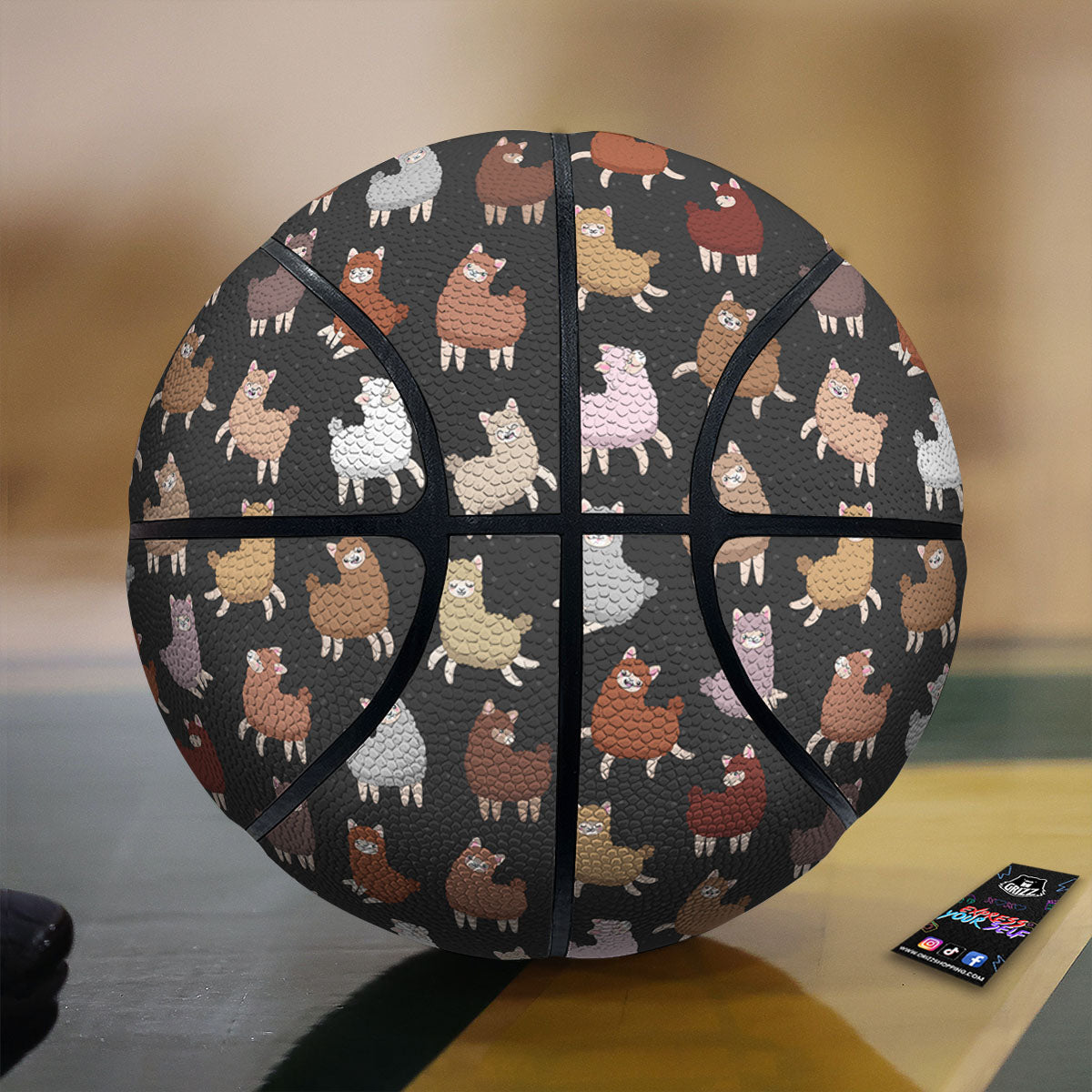 Happy Llama Print Pattern Basketball-grizzshop