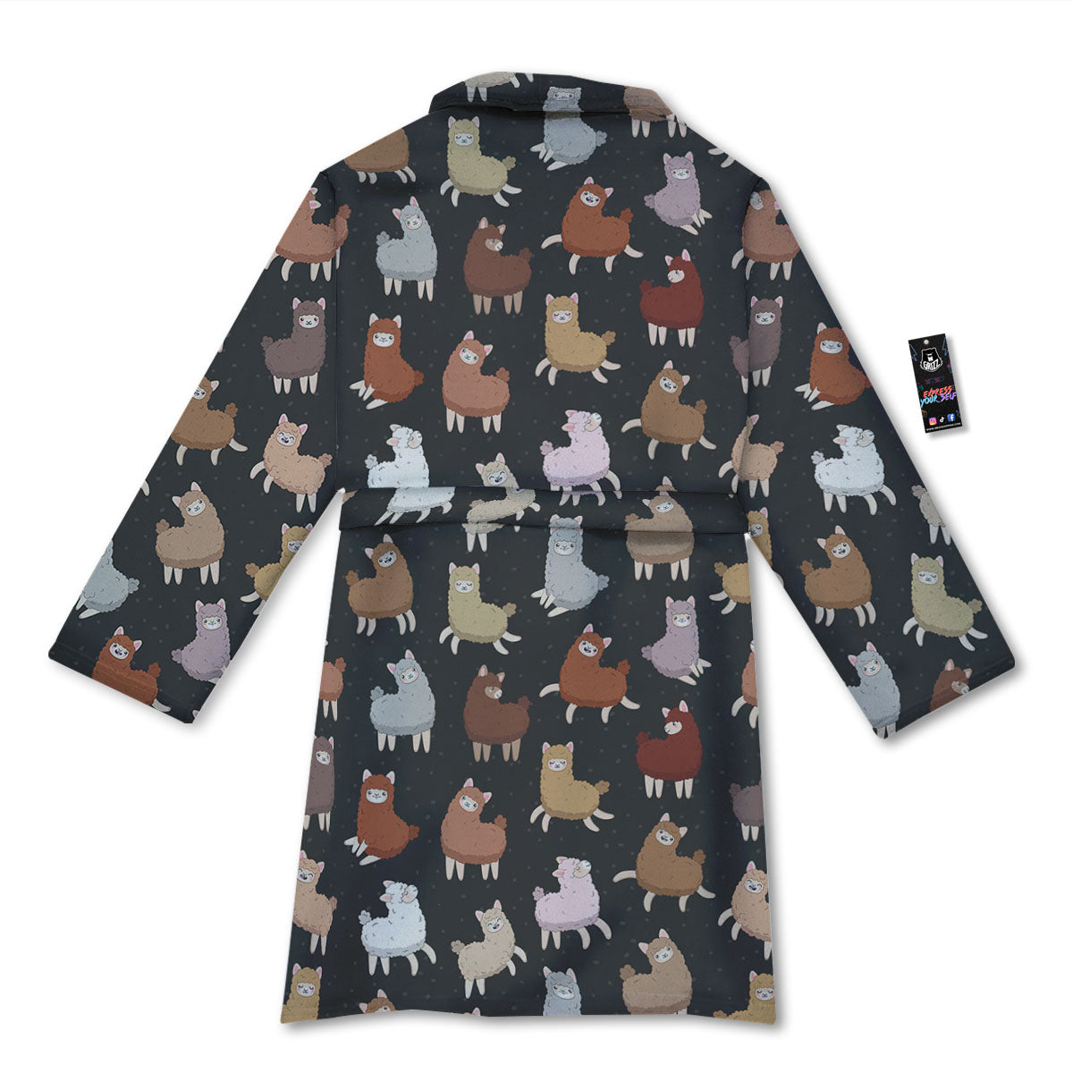 Happy Llama Print Pattern Bathrobe-grizzshop