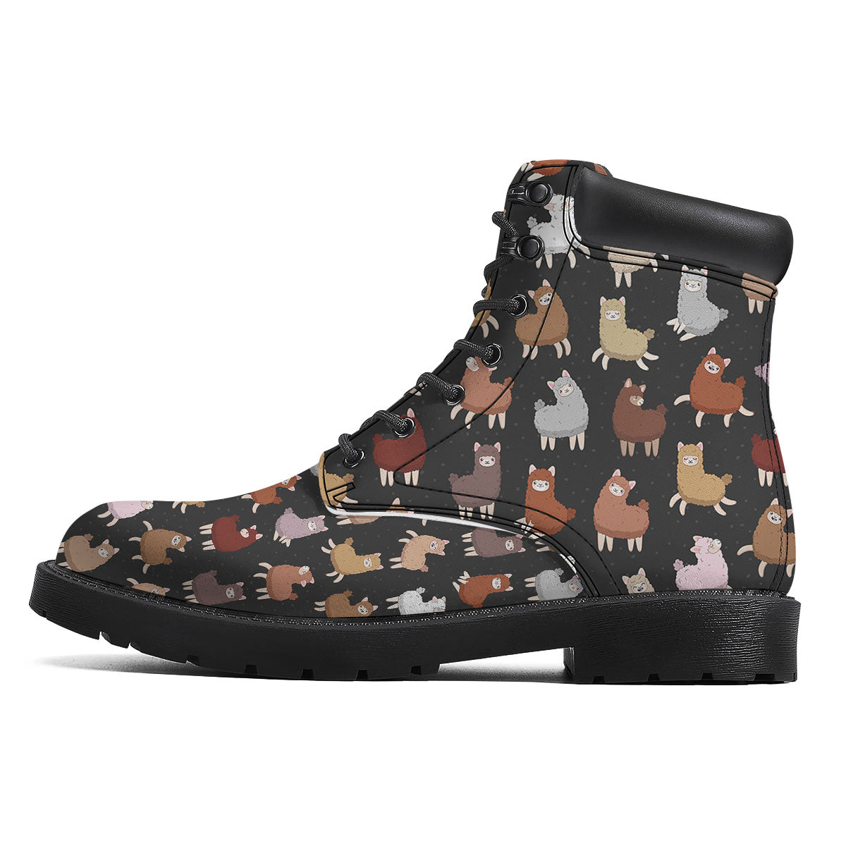 Happy Llama Print Pattern Boots-grizzshop