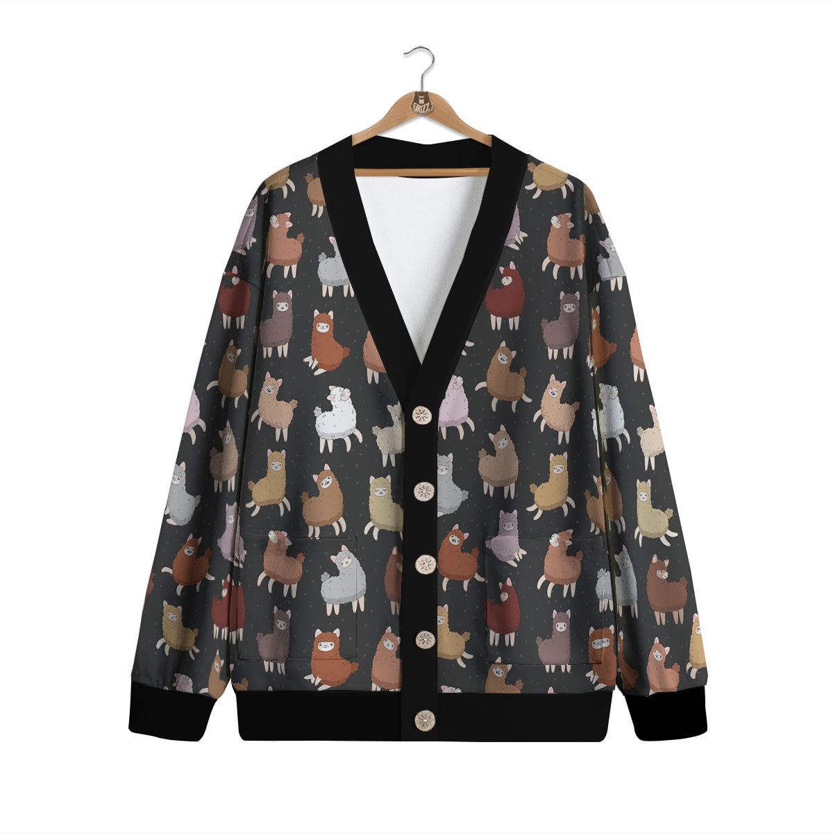 Happy Llama Print Pattern Cardigan-grizzshop