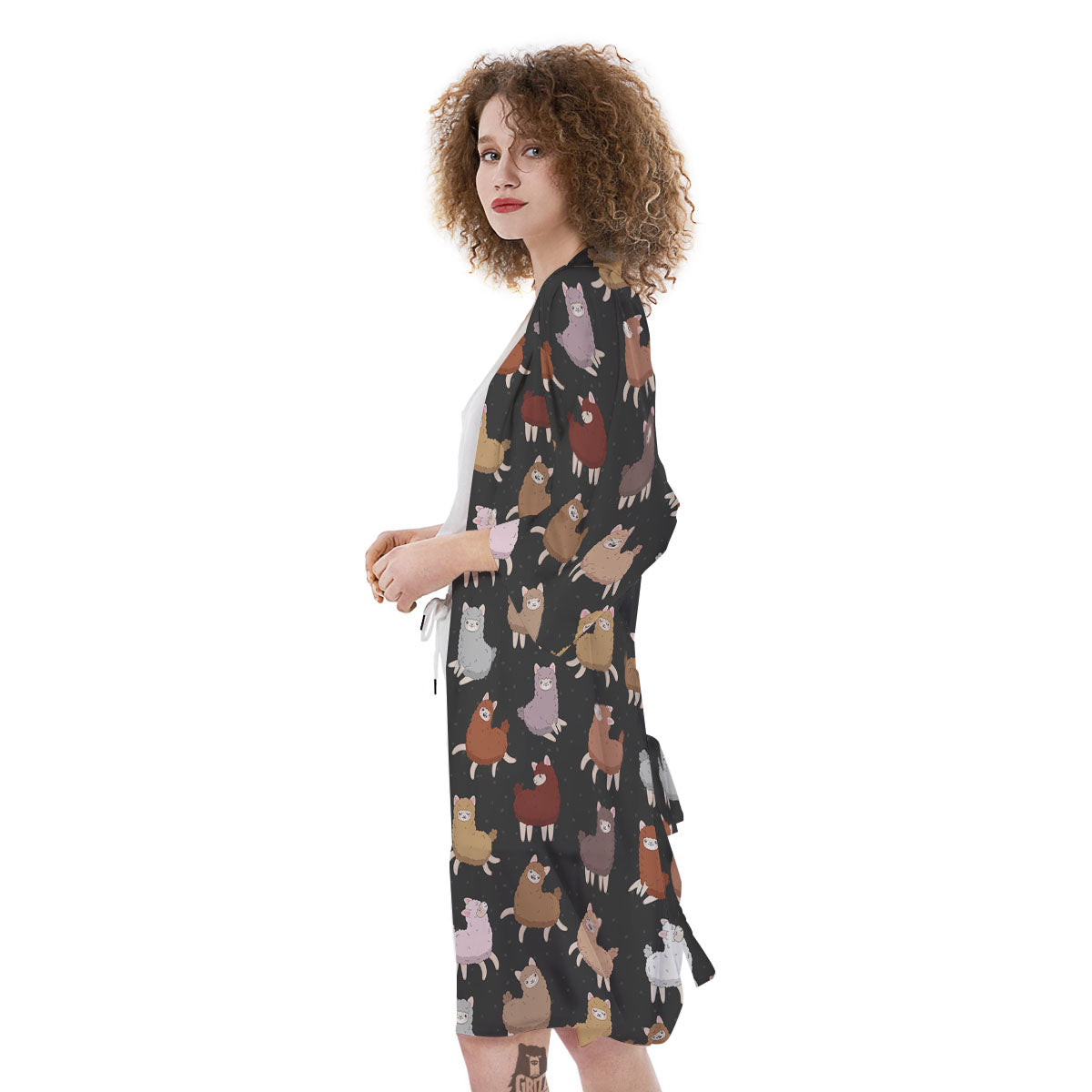 Happy Llama Print Pattern Kimono-grizzshop