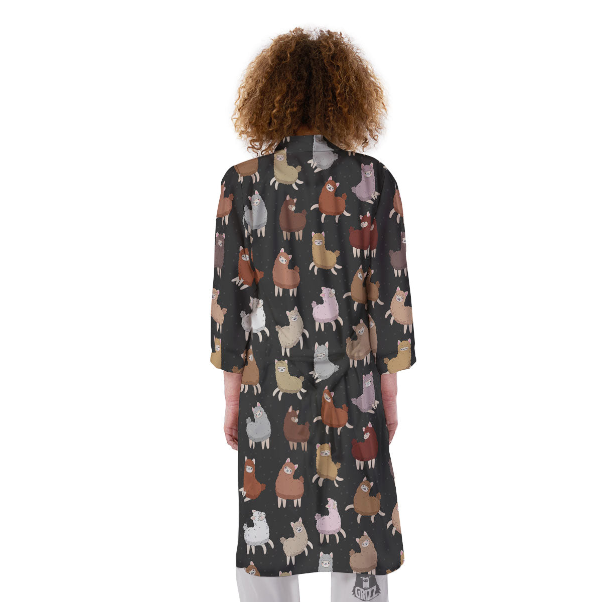 Happy Llama Print Pattern Kimono-grizzshop